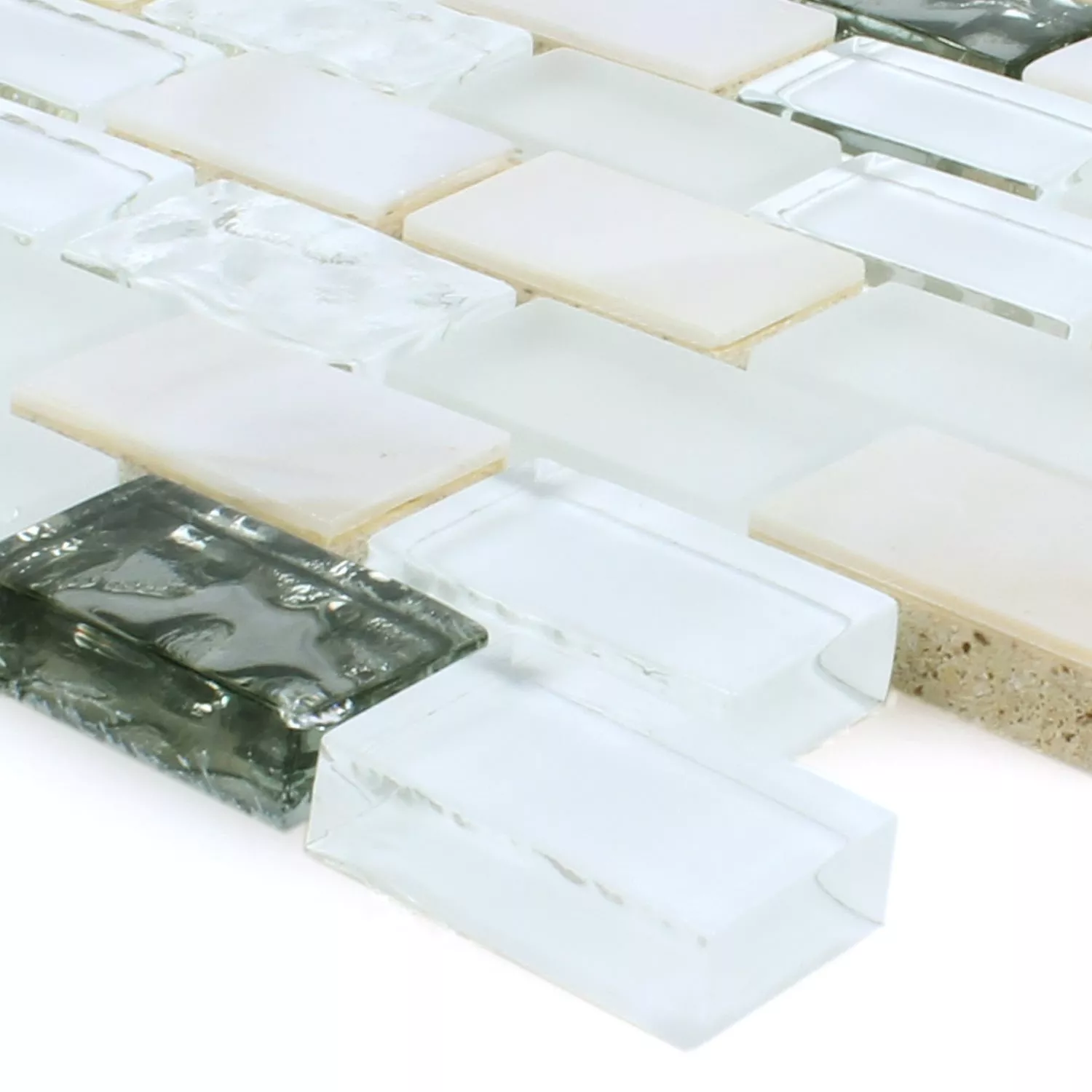 Próbka Szkło Kamień Naturalny Muszelka Mozaika Saltanat Biały