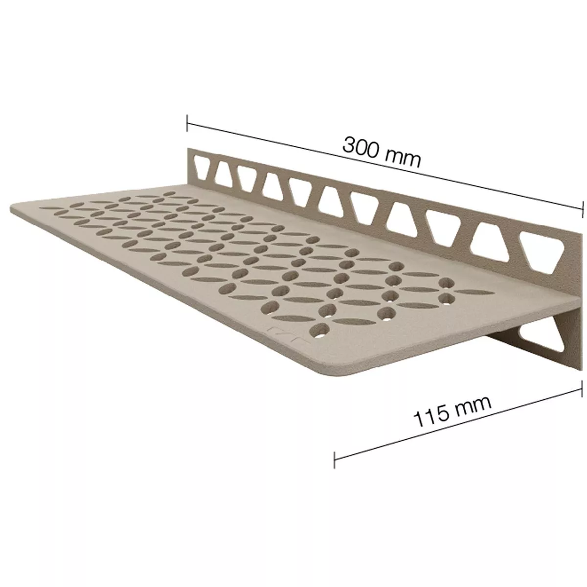 Półka prysznicowa półka ścienna Schlüter prostokąt 30x11,5cm Kwiatowy Krem