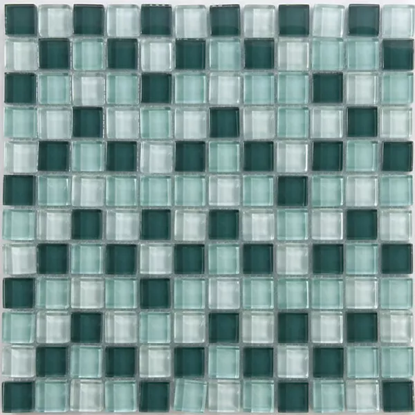 Mozaika Szklana Płytki 23x23x8mm Zielony Mix