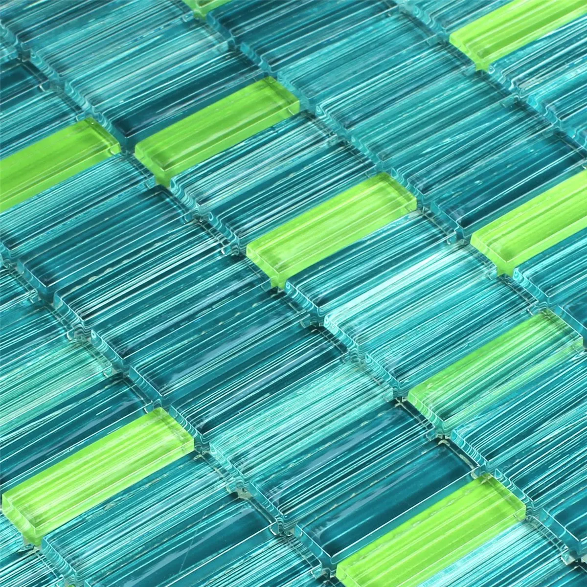Mozaika Szklana Płytki Zielony Mix Paski