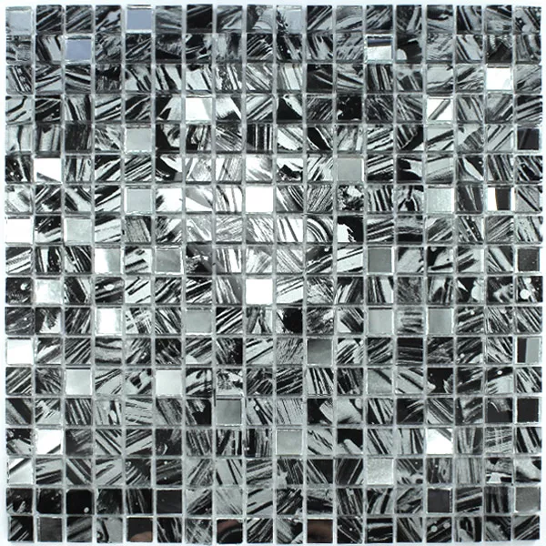 Mozaika Szklana Lustro Szary Marmurkowe 15x15x6mm