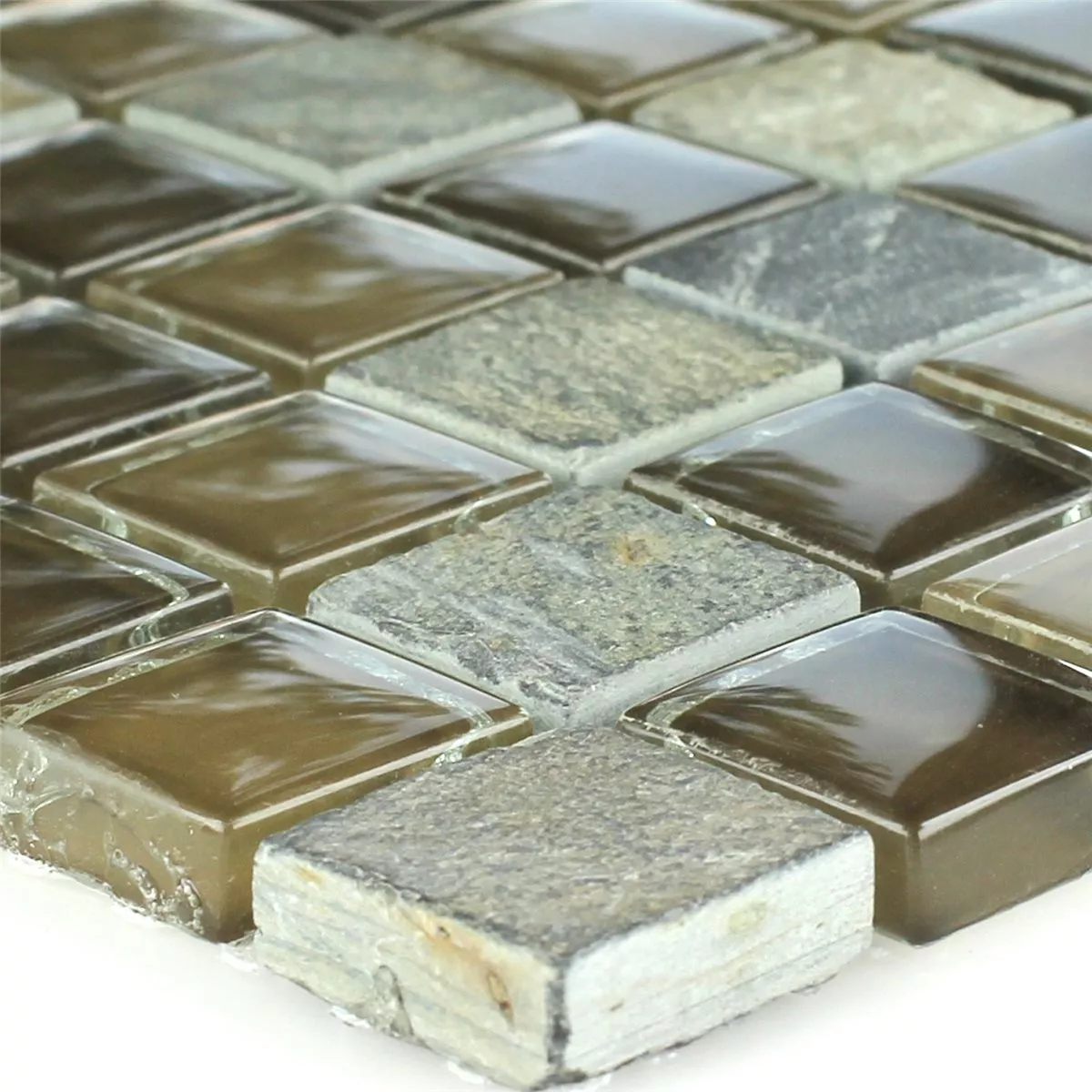 Próbka Mozaika Kamień Naturalny Szkło Mocca