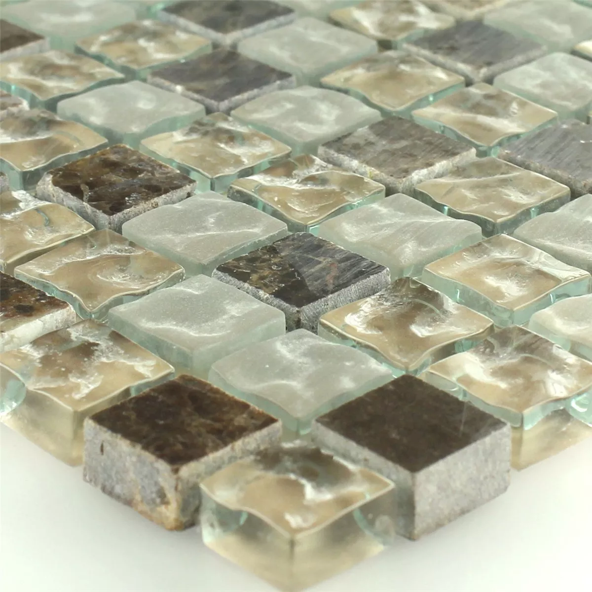 Próbka Mozaika Szkło Marmur Quebeck Brązowy