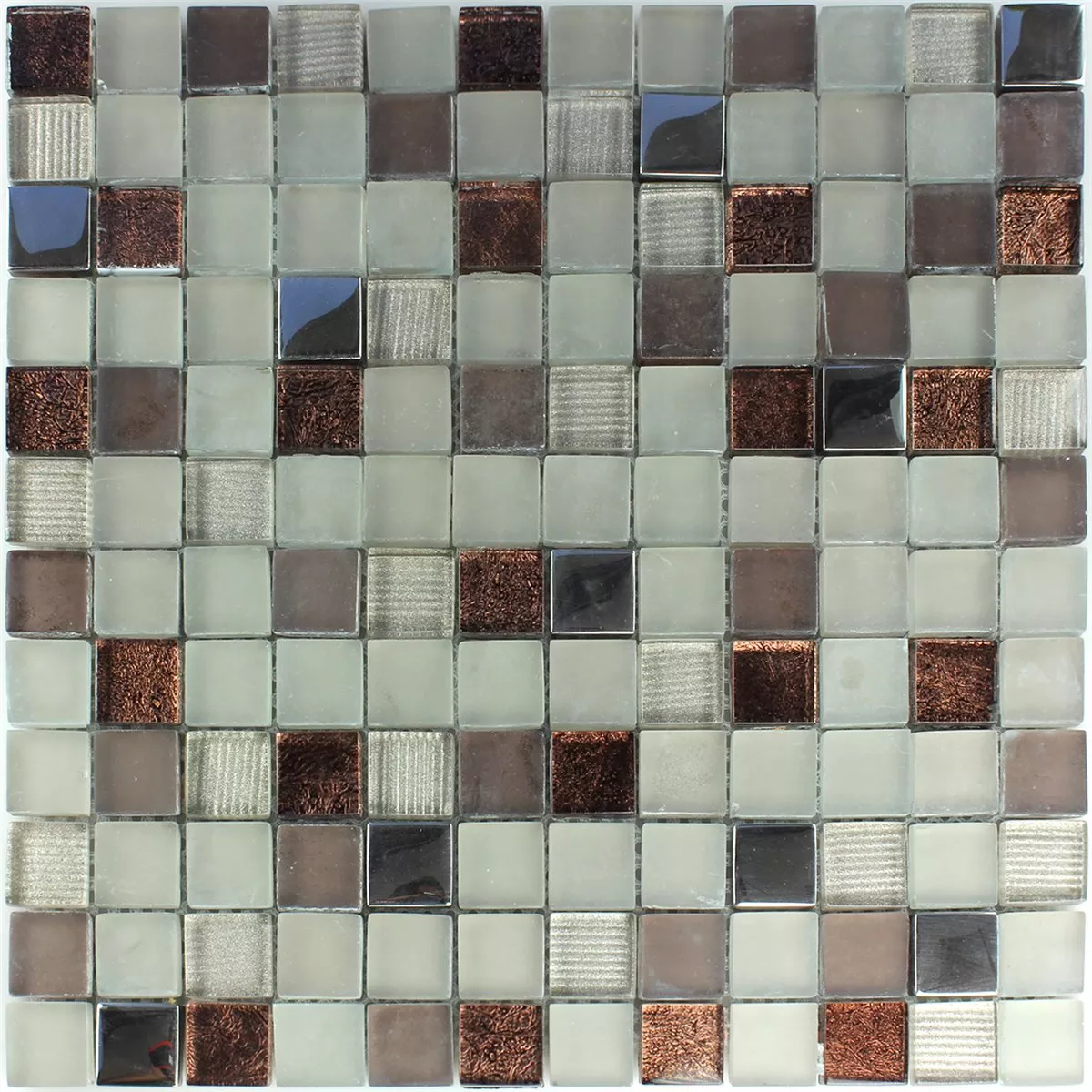 Mozaika Szklana Płytki Brązowy Beżowy Srebrny Mix