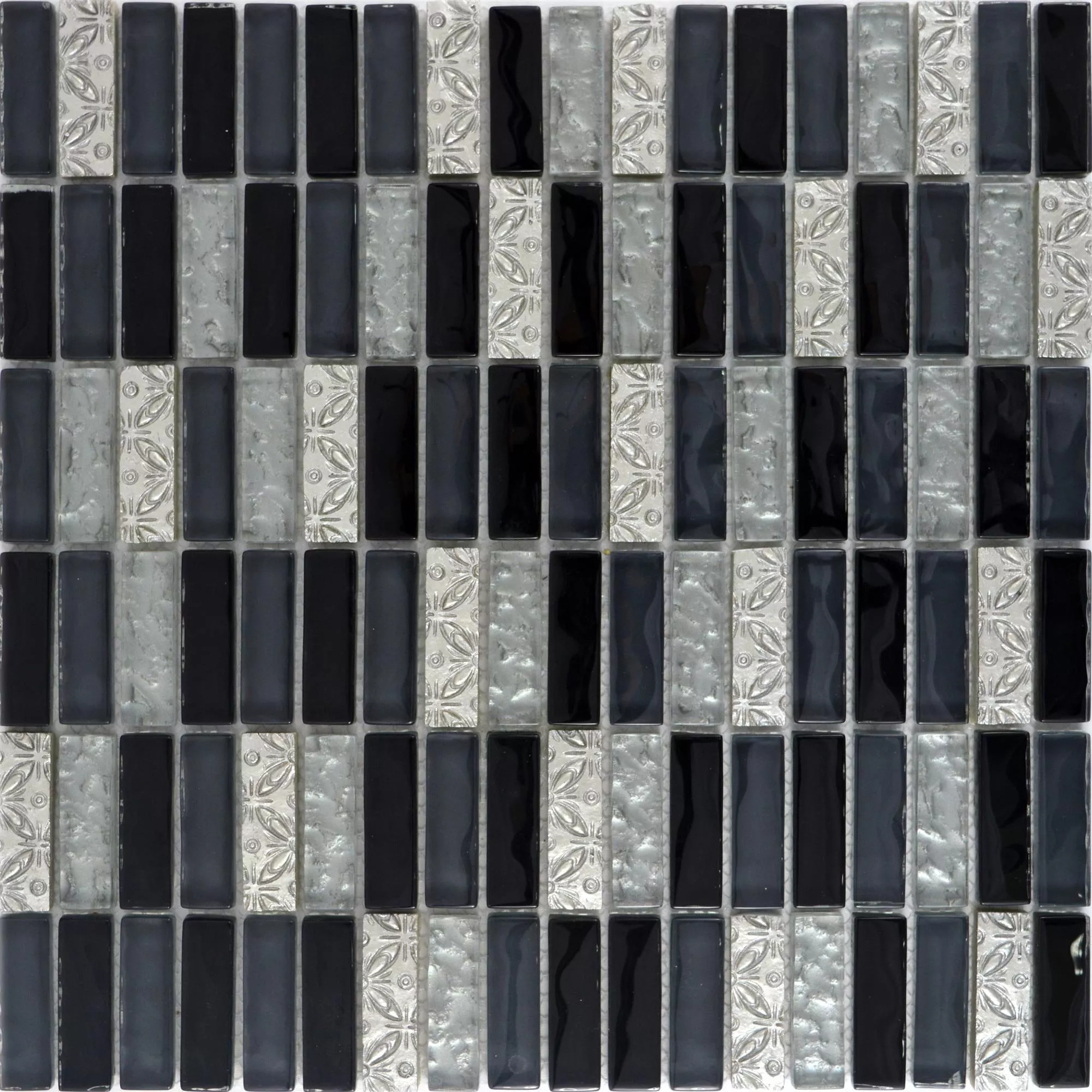 Mozaika Szklana Plytka Z Naturalnego Kamienia Conchita Czarny Srebrny