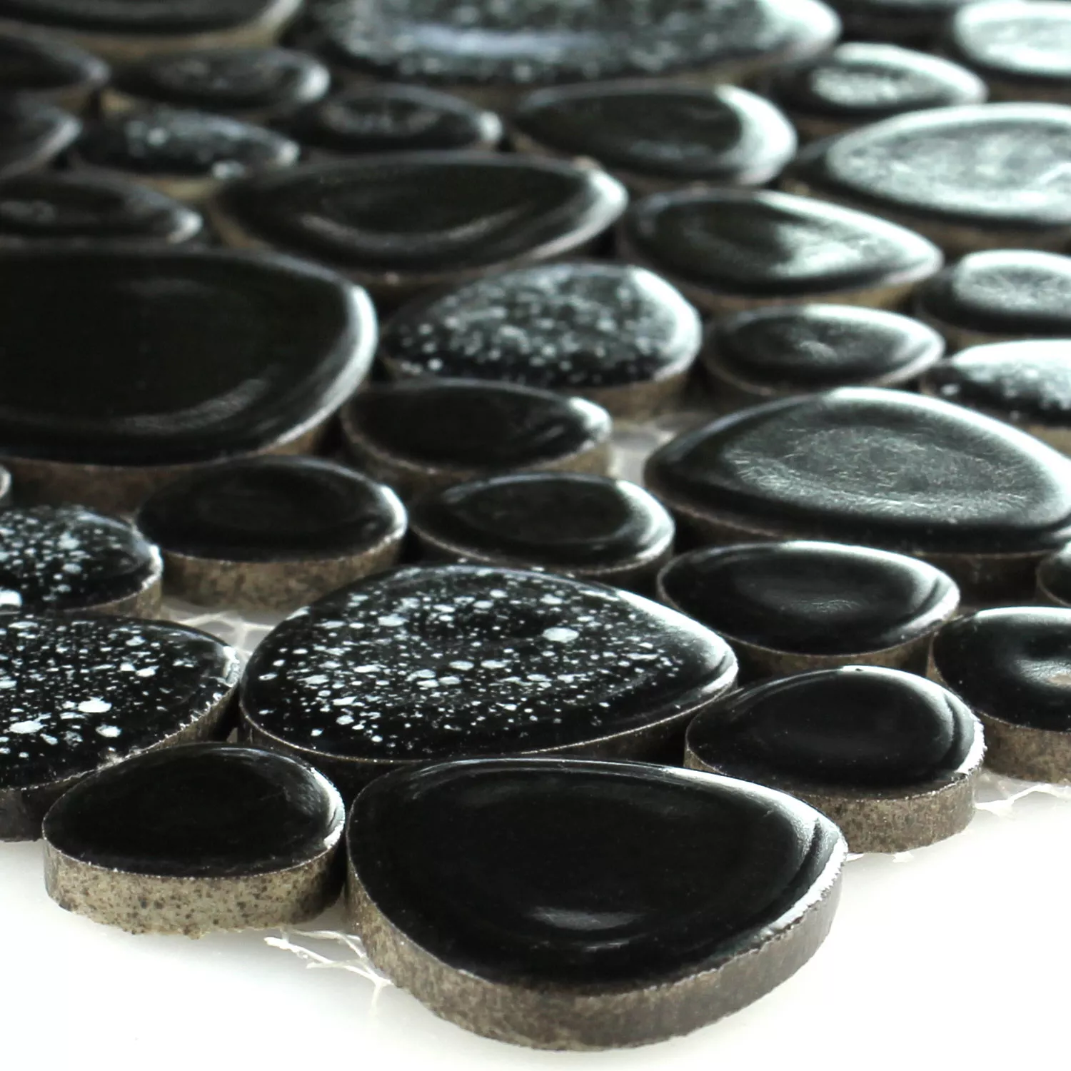 Próbka Mozaika Ceramika Kamień Otoczak Czarny