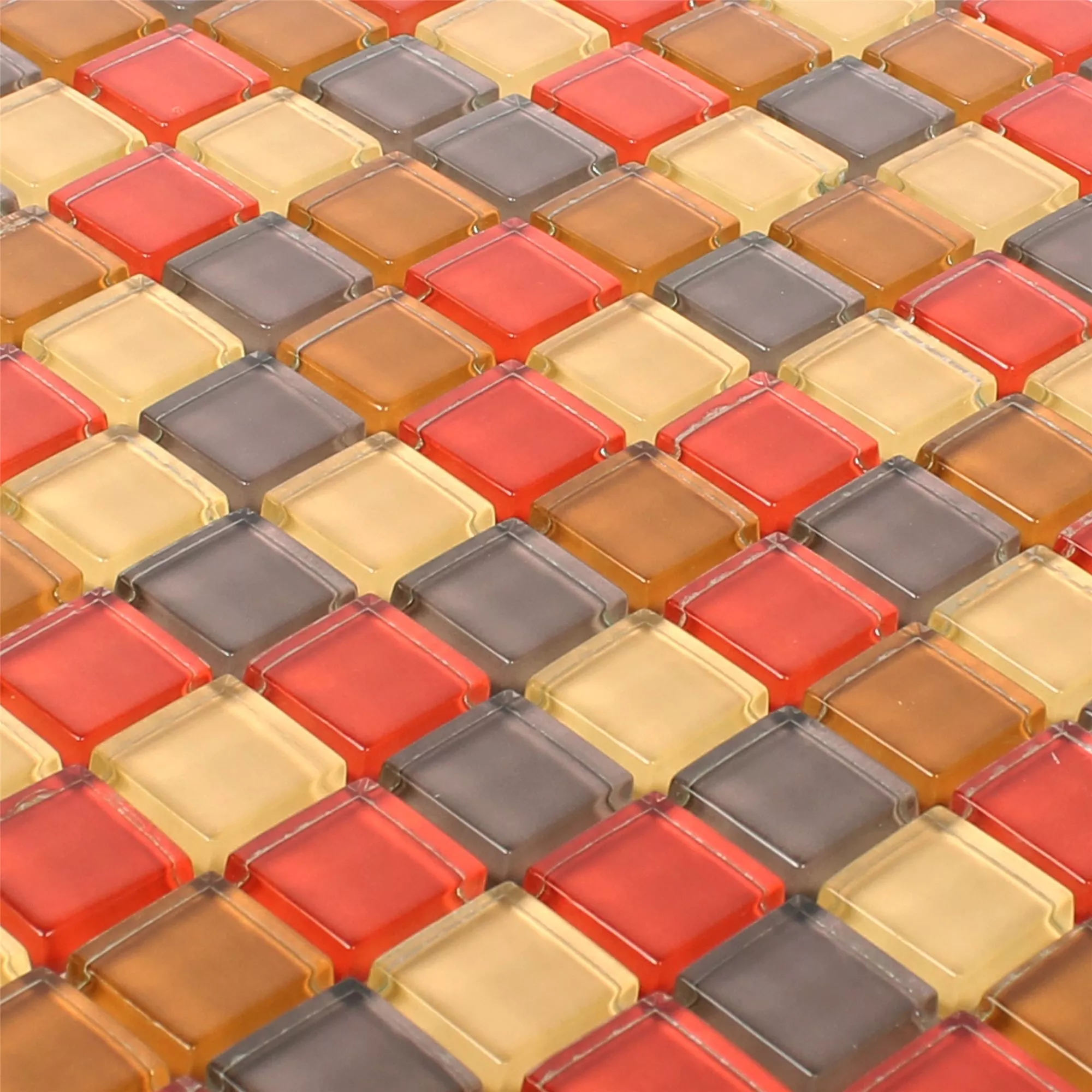 Mozaika Szklana Płytki 23x23x8mm Czerwone Mix