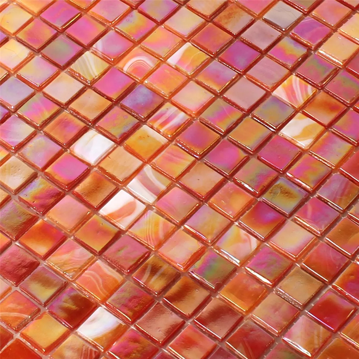 Próbka Mozaika Szklana Płytki Masa Perłowa Efekt Czerwone Mix