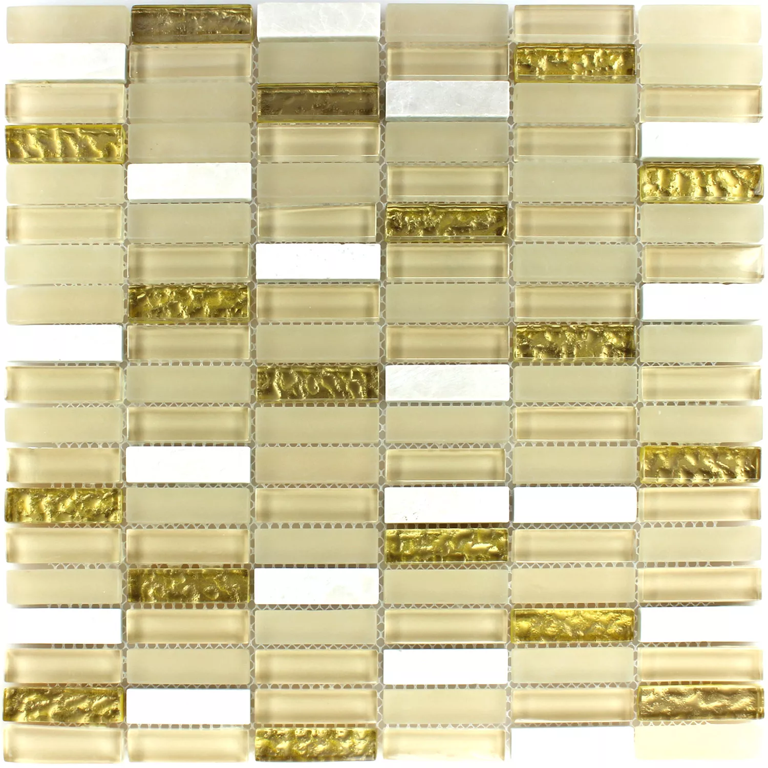 Próbka Mozaika Szkło Marmur Biały Złoto Mix