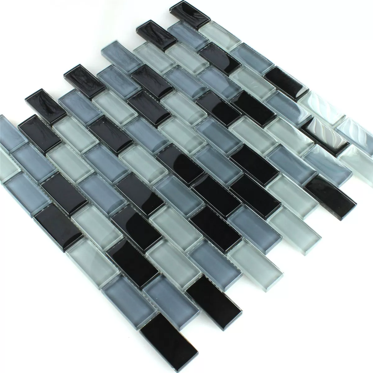Próbka Mozaika Szkło Kryształ Brick Czarny