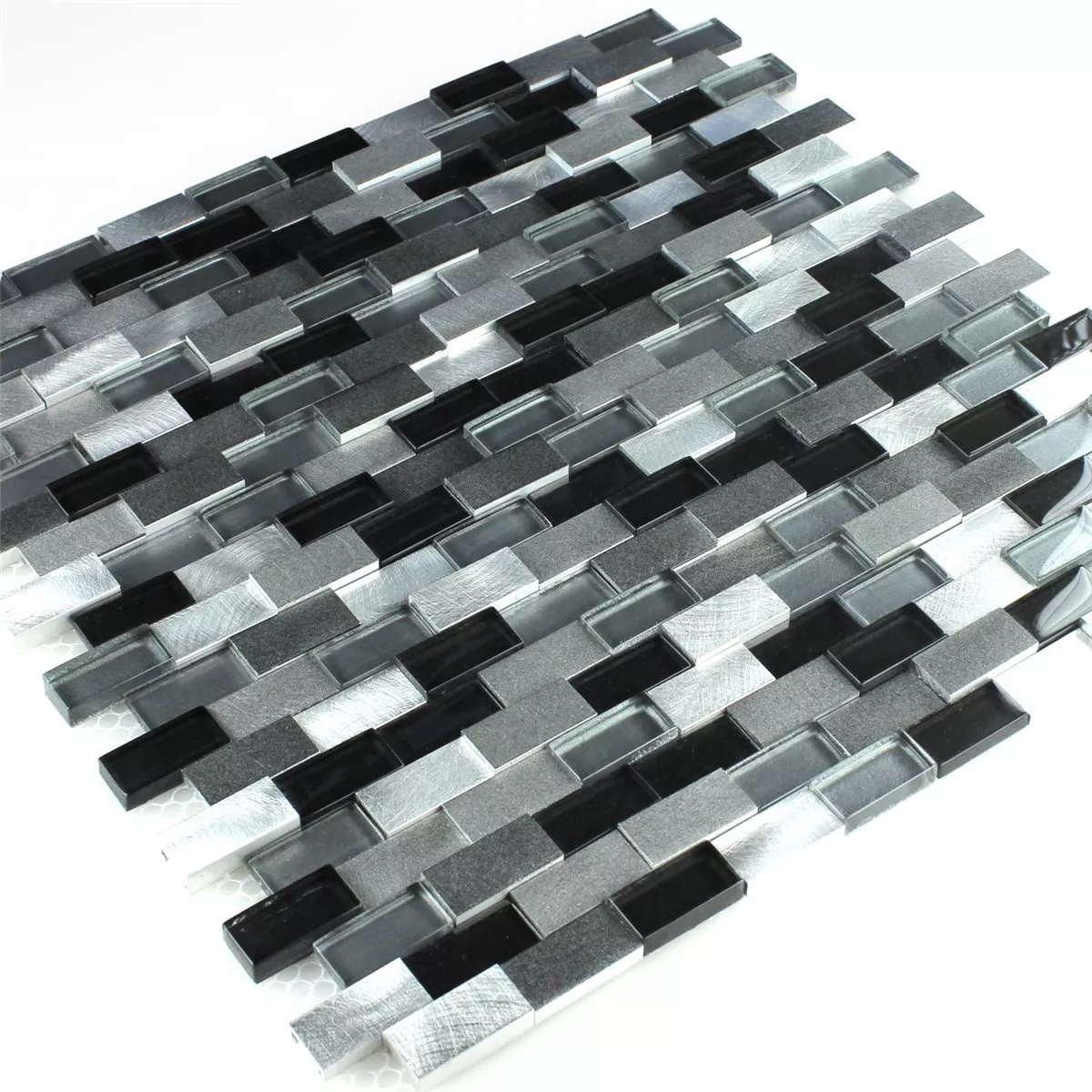 Próbka Mozaika Aluminium Szkło Design D Czarny Srebrny
