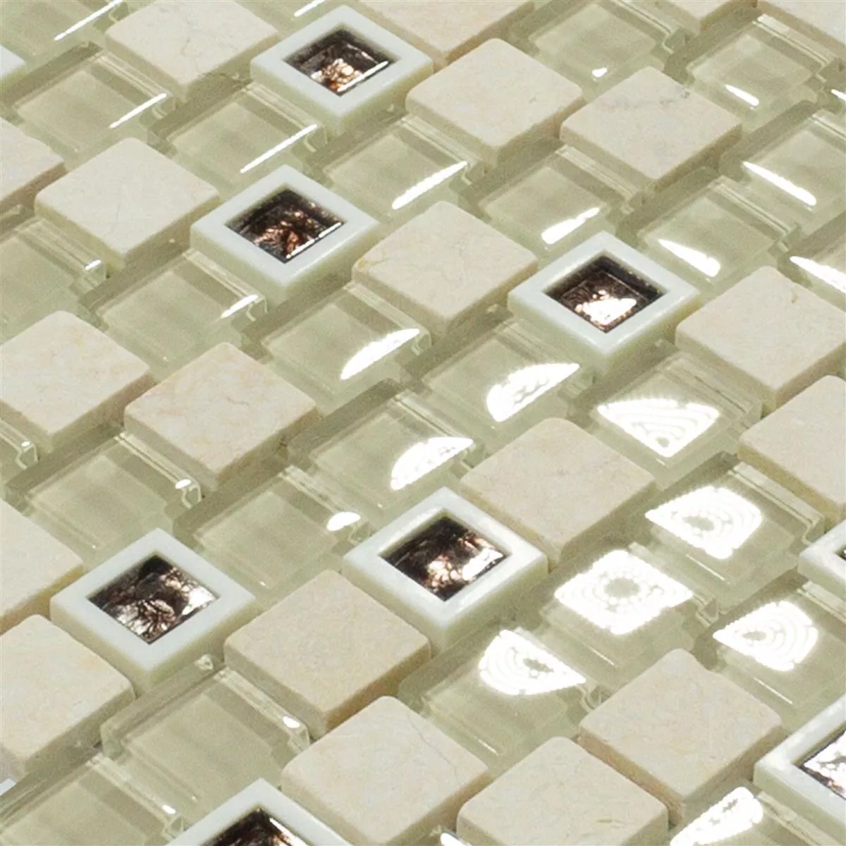Szkło Plastikowy Kamień Naturalny Mozaika Lunaquell Beżowy