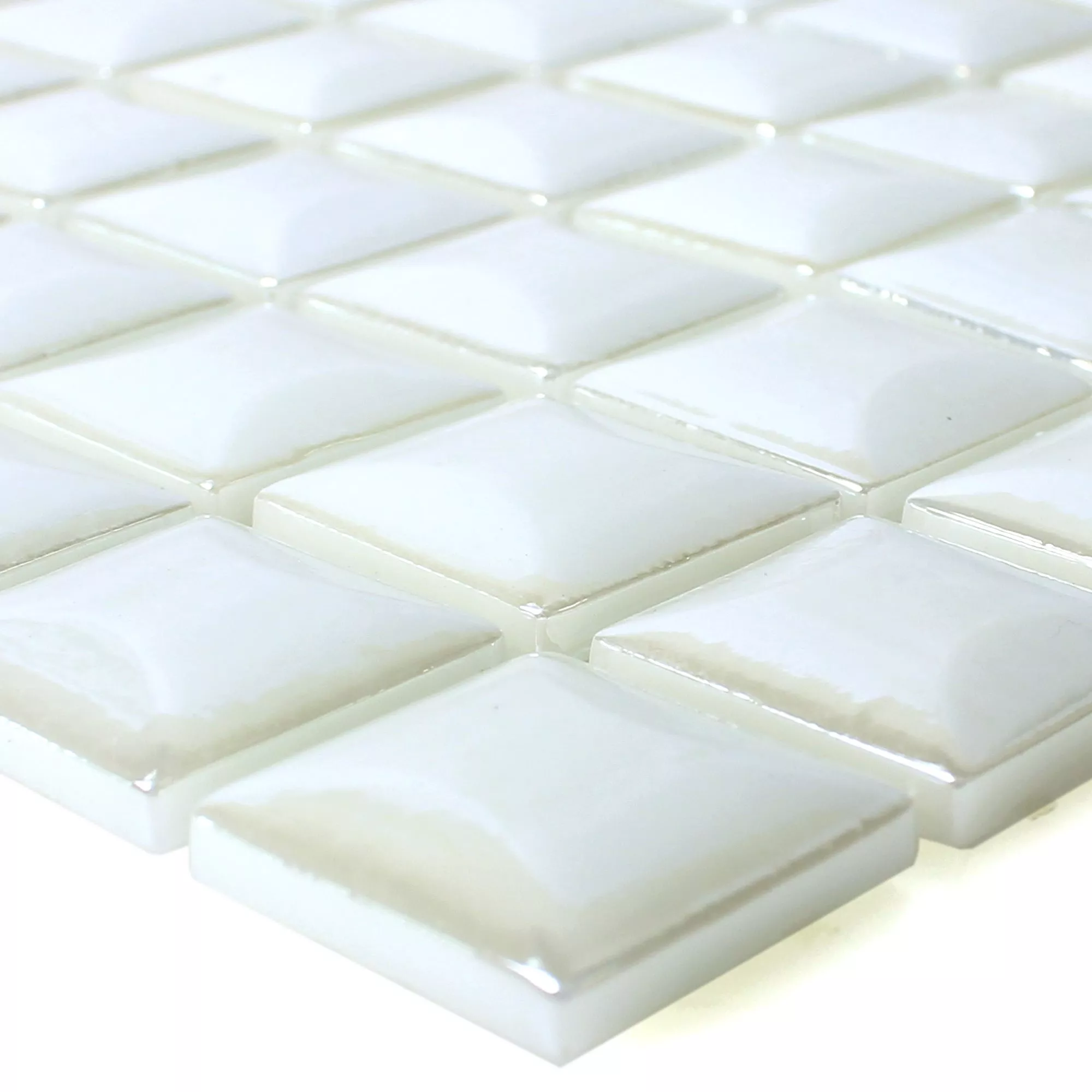 Mozaika Szklana Płytki Monrovia Biały 3D Metallic