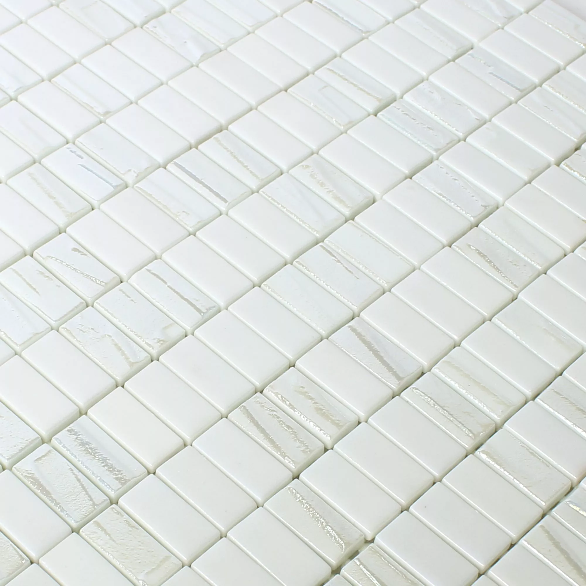Mozaika Szklana Płytki Presley Biały Metallic Pałeczki
