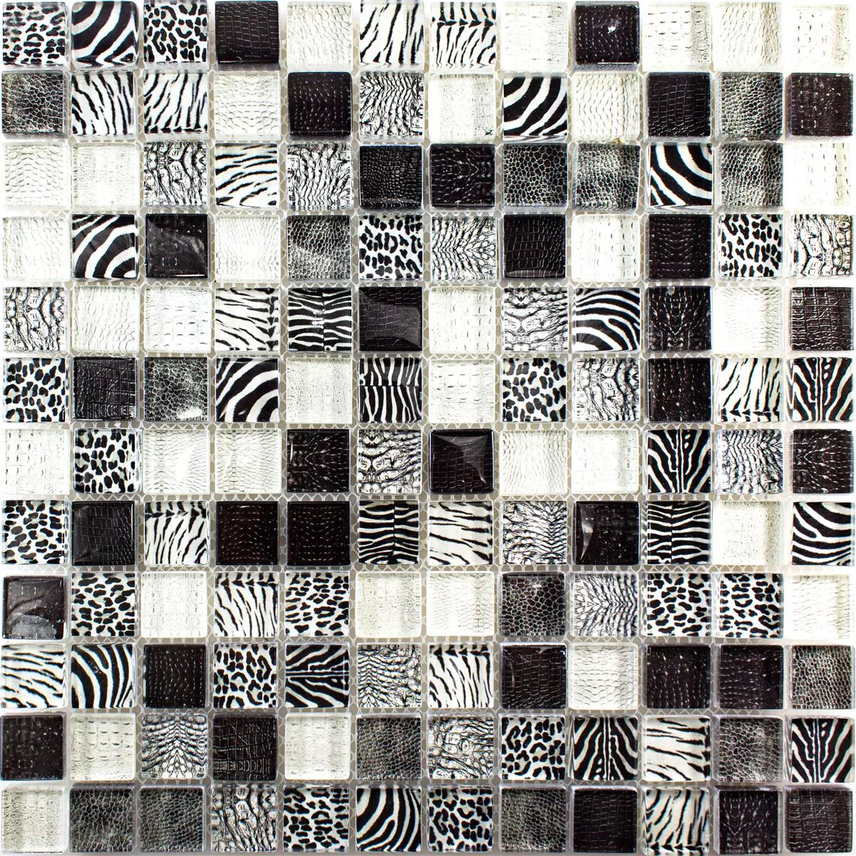 Mozaika Szklana Płytki Safari Czarny 23