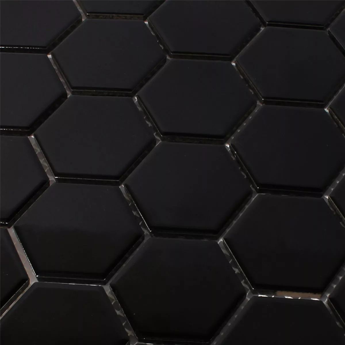 Próbka Mozaika Ceramika Sześciokąt Czarny Błyszczący H51