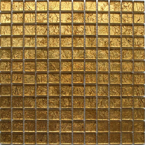 Mozaika Szklana Płytki 23x23x8mm Złoto Metal