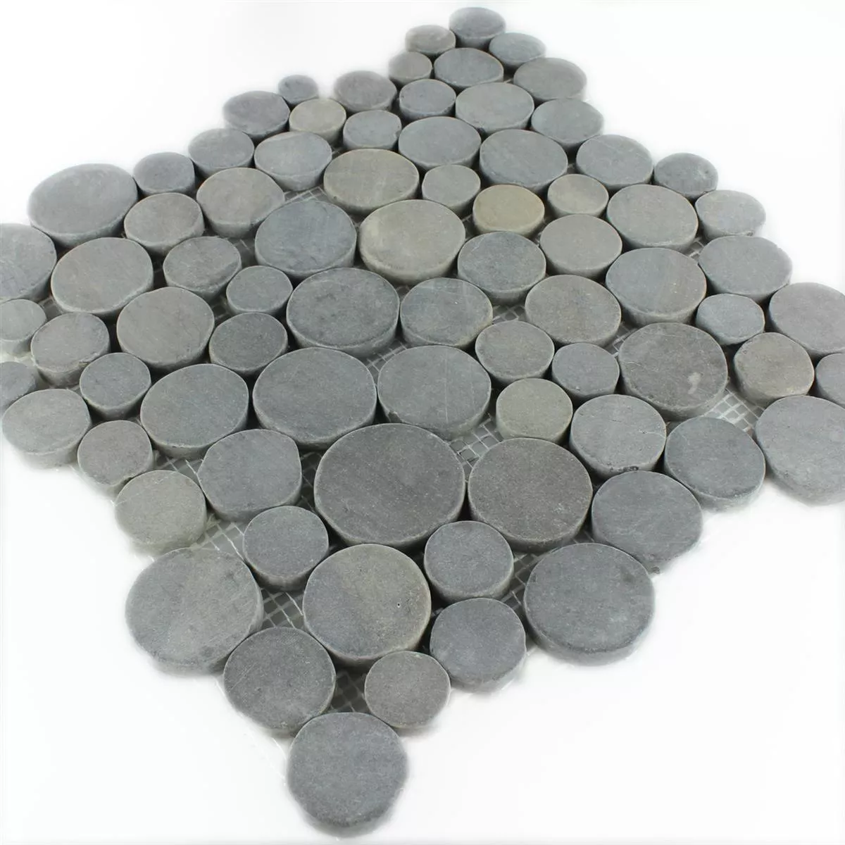 Próbka Mozaika Kamień Otoczak Coin Okrągły Ciemnoszary
