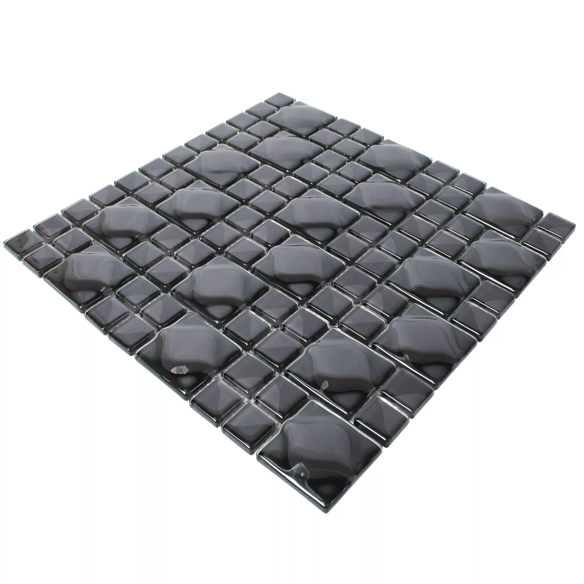 Mozaika Szklana Płytki Nokta Czarny Szary 3D