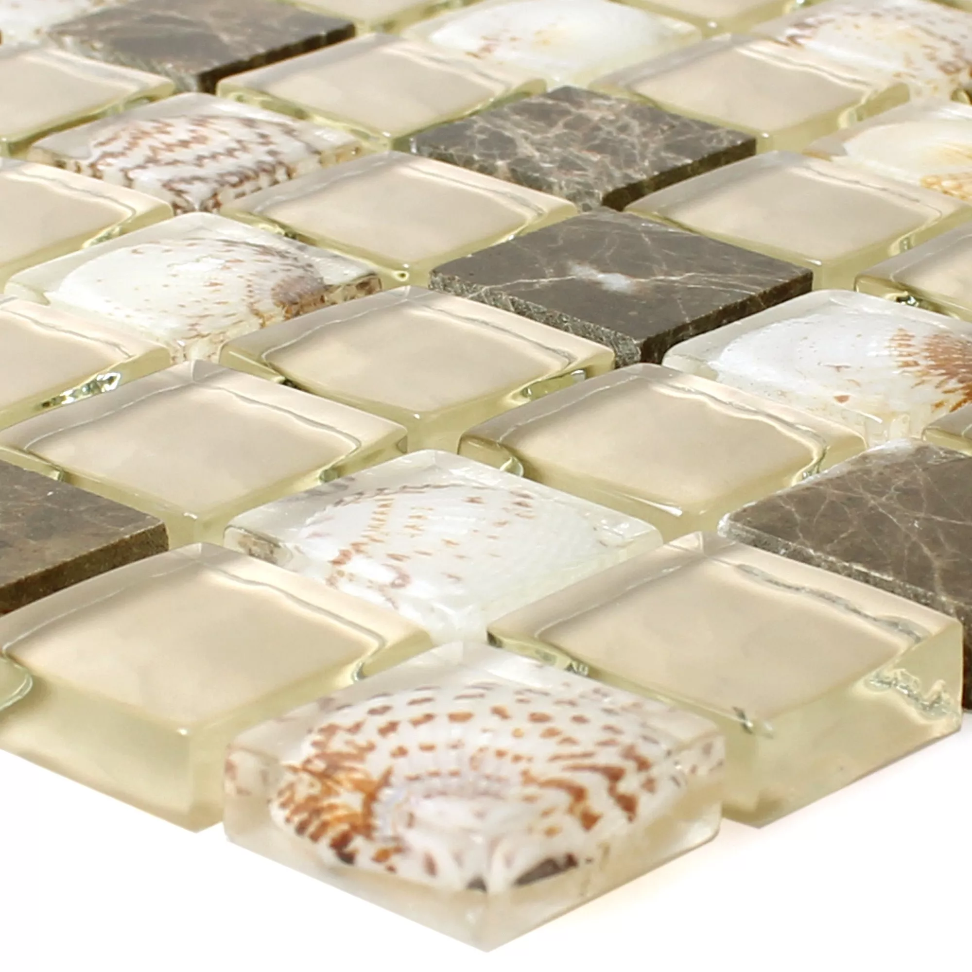 Próbka Mozaika Szklana Plytka Z Naturalnego Kamienia Tatvan Brązowy Beżowy