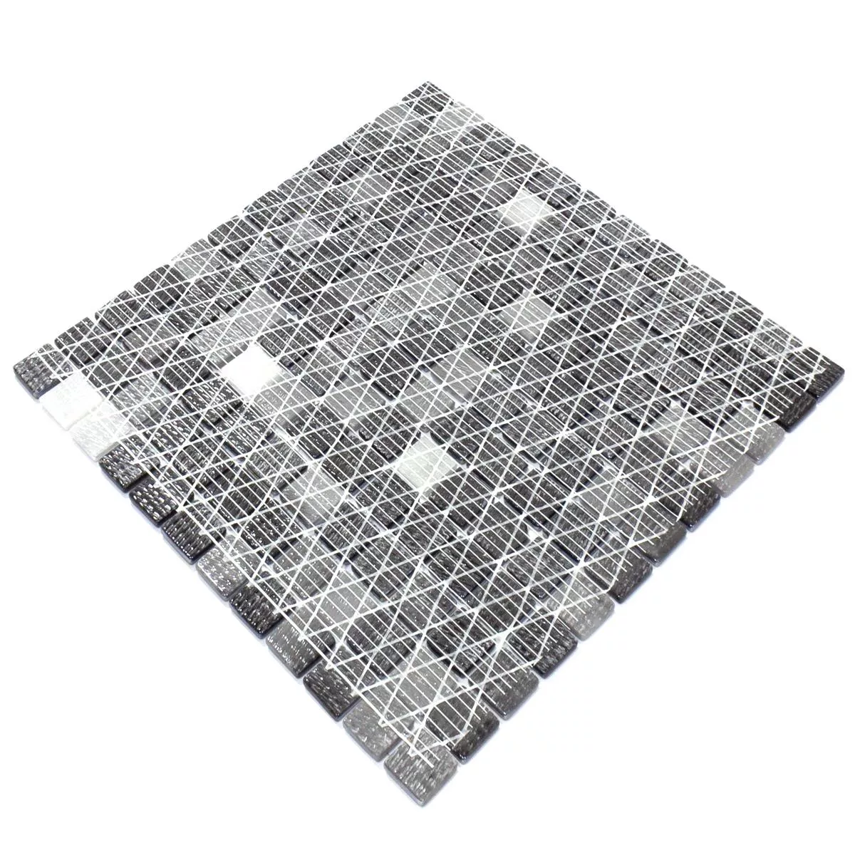 Mozaiki Szklana Płytki Silvertown Antracyt Metallic 25x25mm