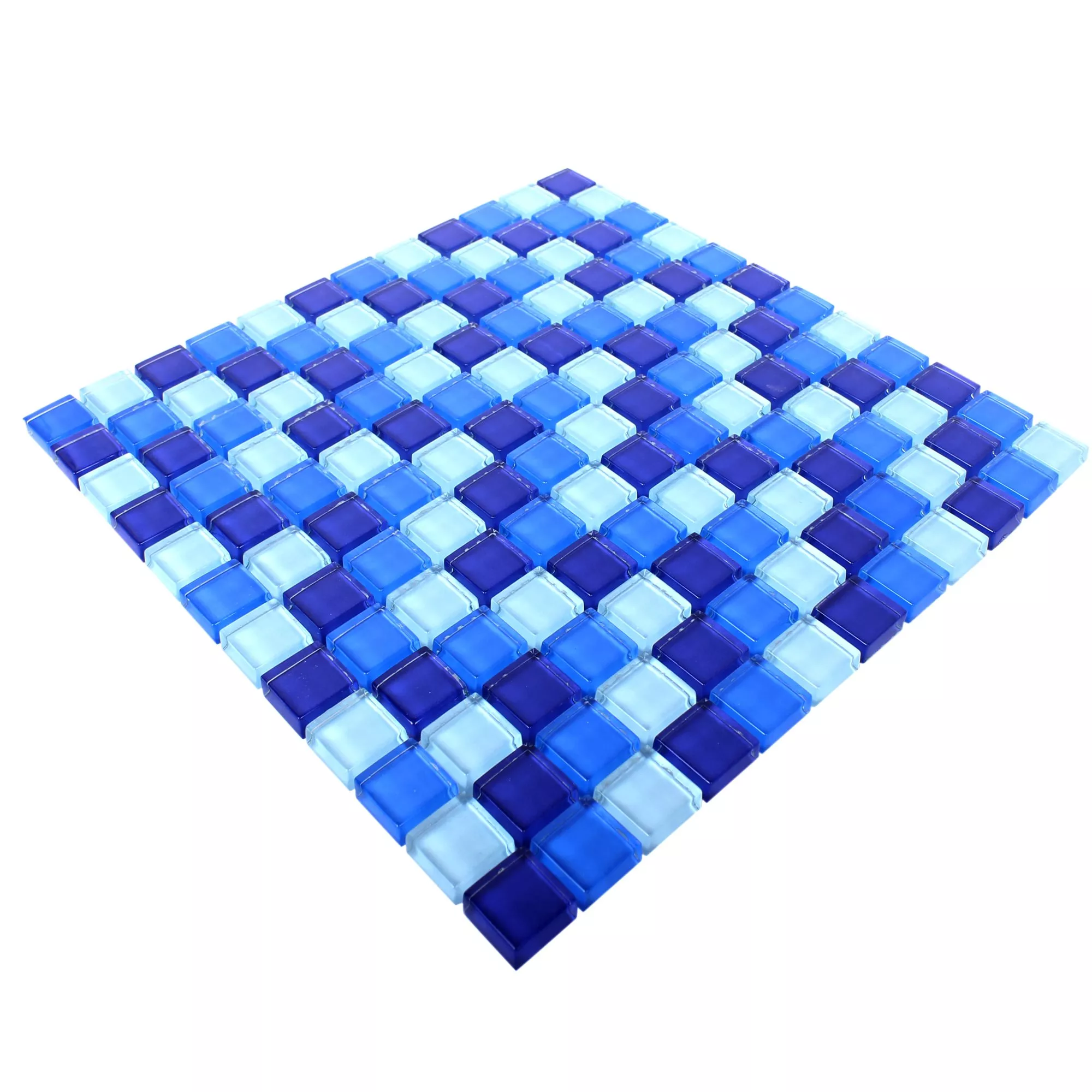Mozaika Szklana Płytki Niebieski Mix 23x23x8mm
