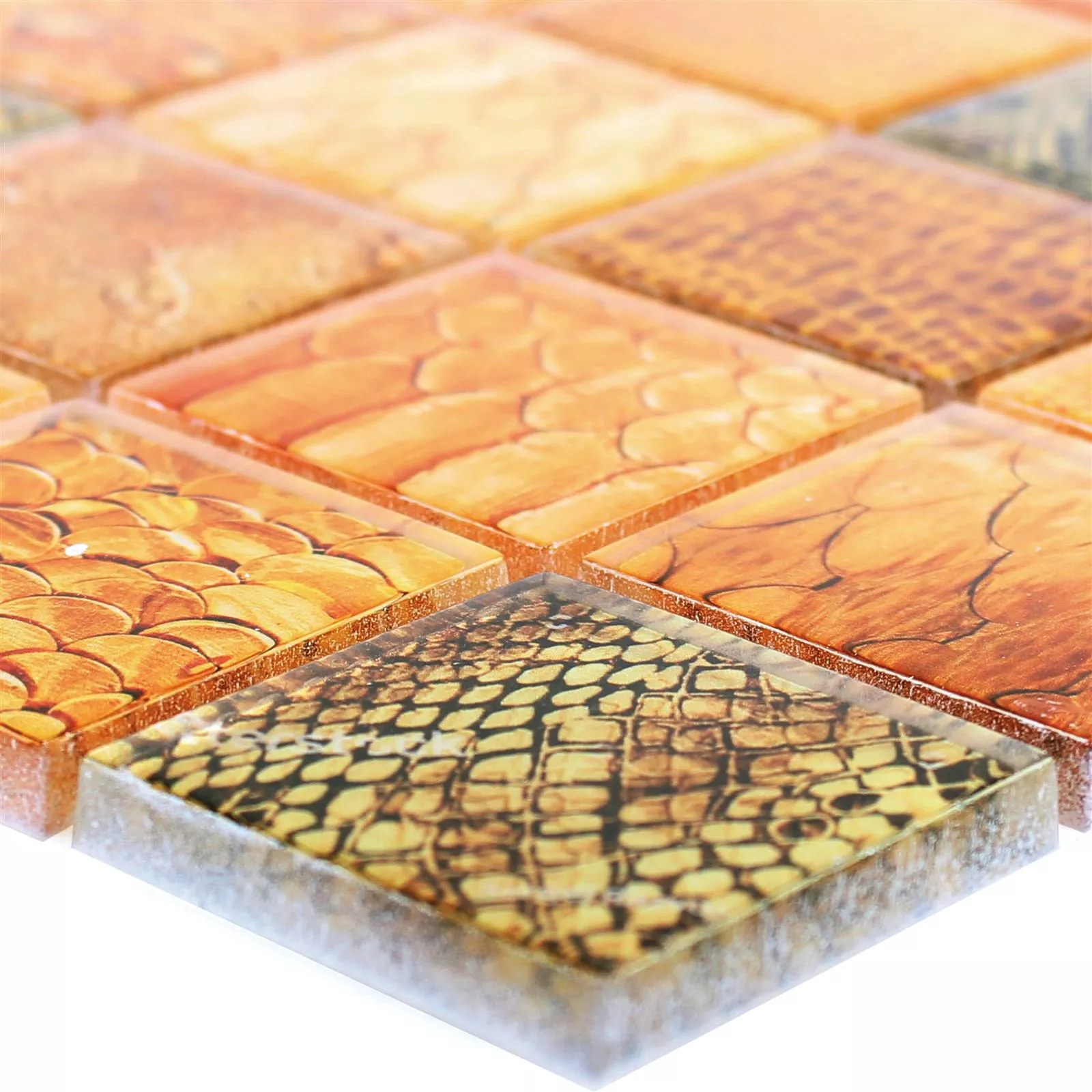 Próbka Mozaika Szklana Płytki Python Pomarańczowy