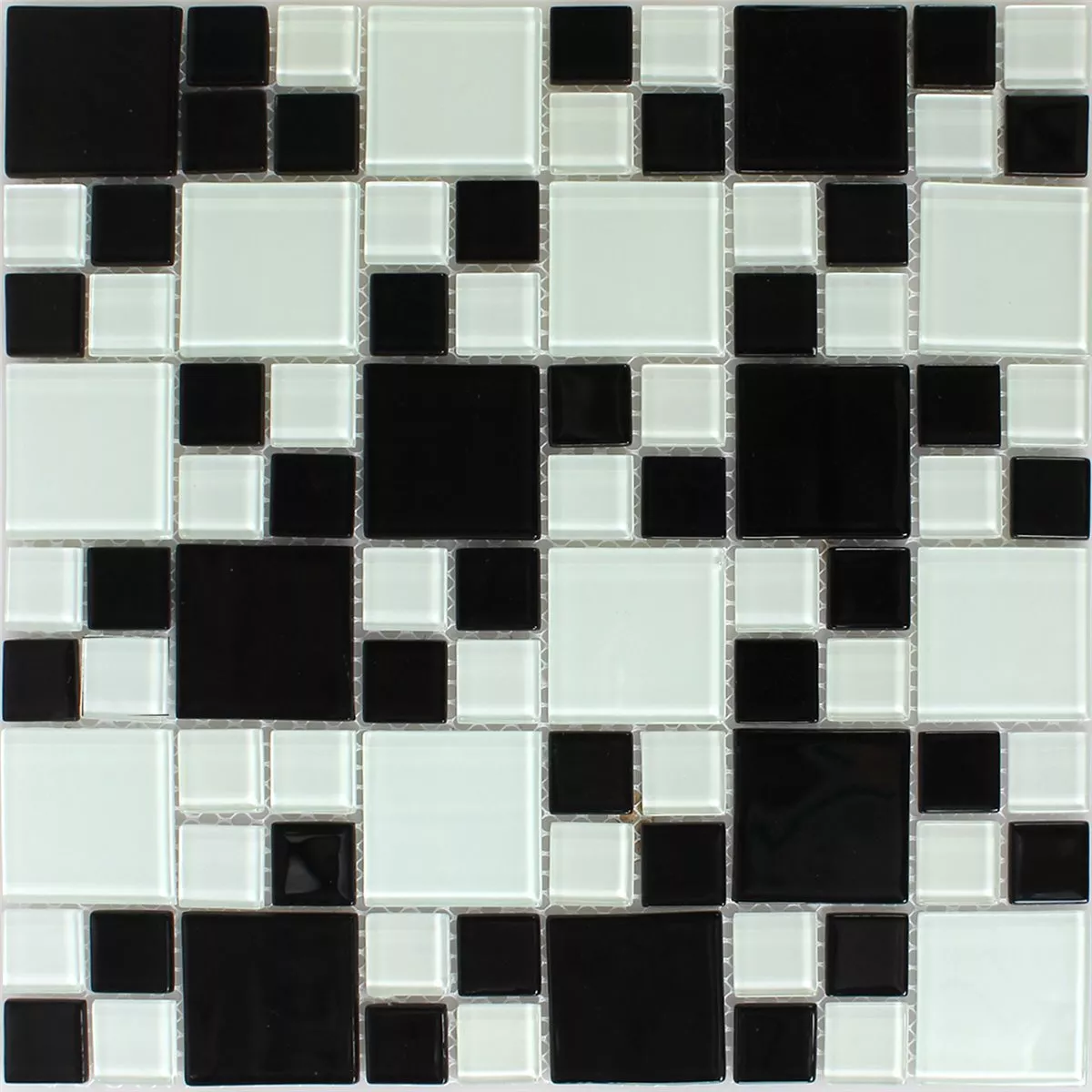 Mozaika Szklana Płytki Czarny Biały Mix