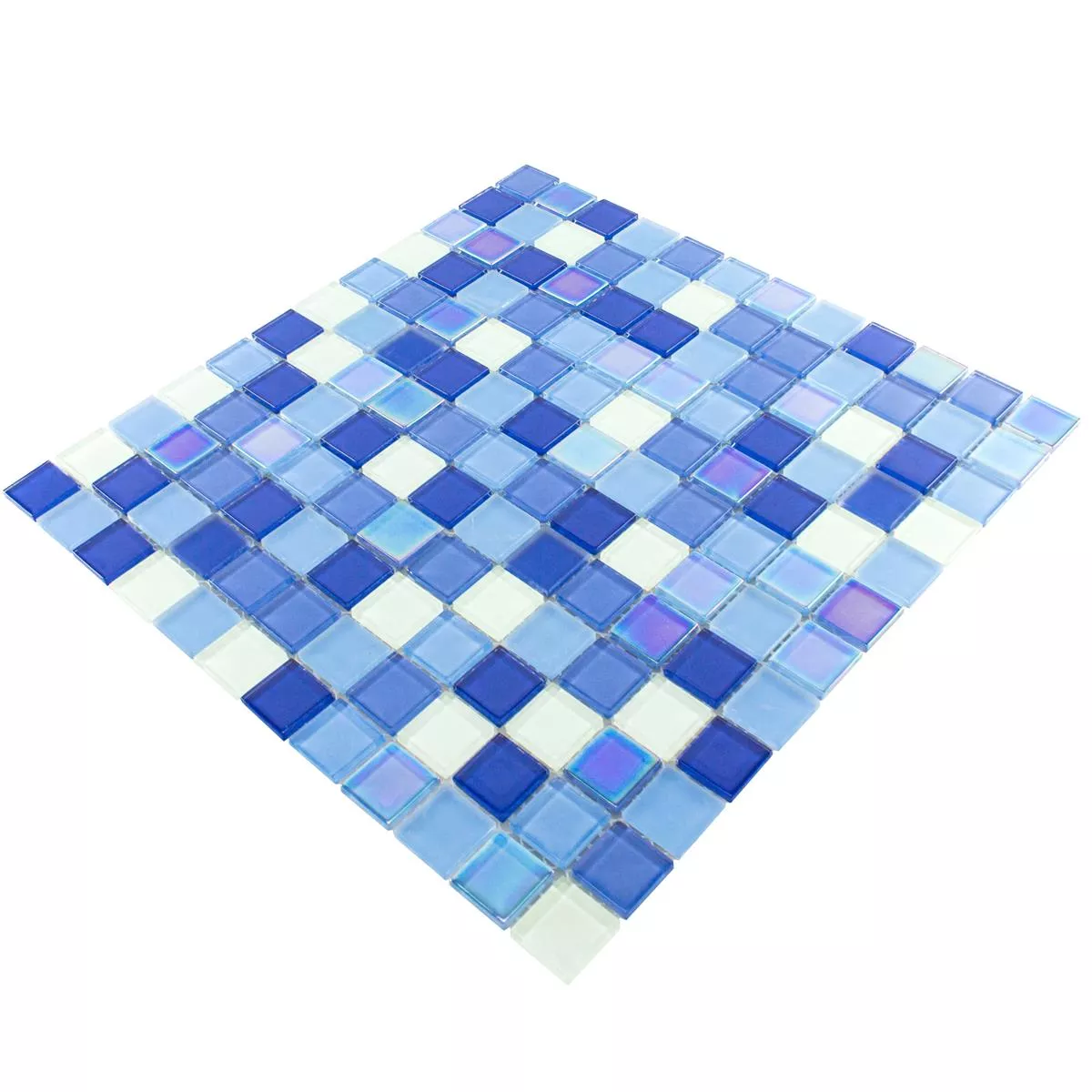 Mozaika Szklana Płytki Karlsruhe Niebieski Biały