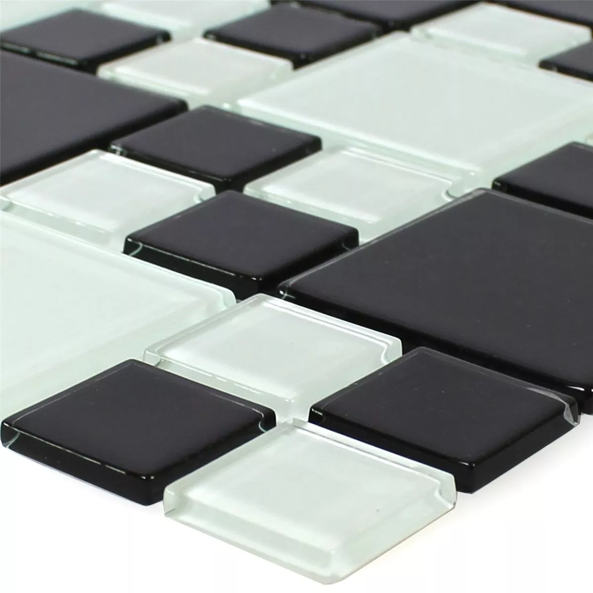 Próbka Mozaika Szklana Płytki Czarny Biały Mix