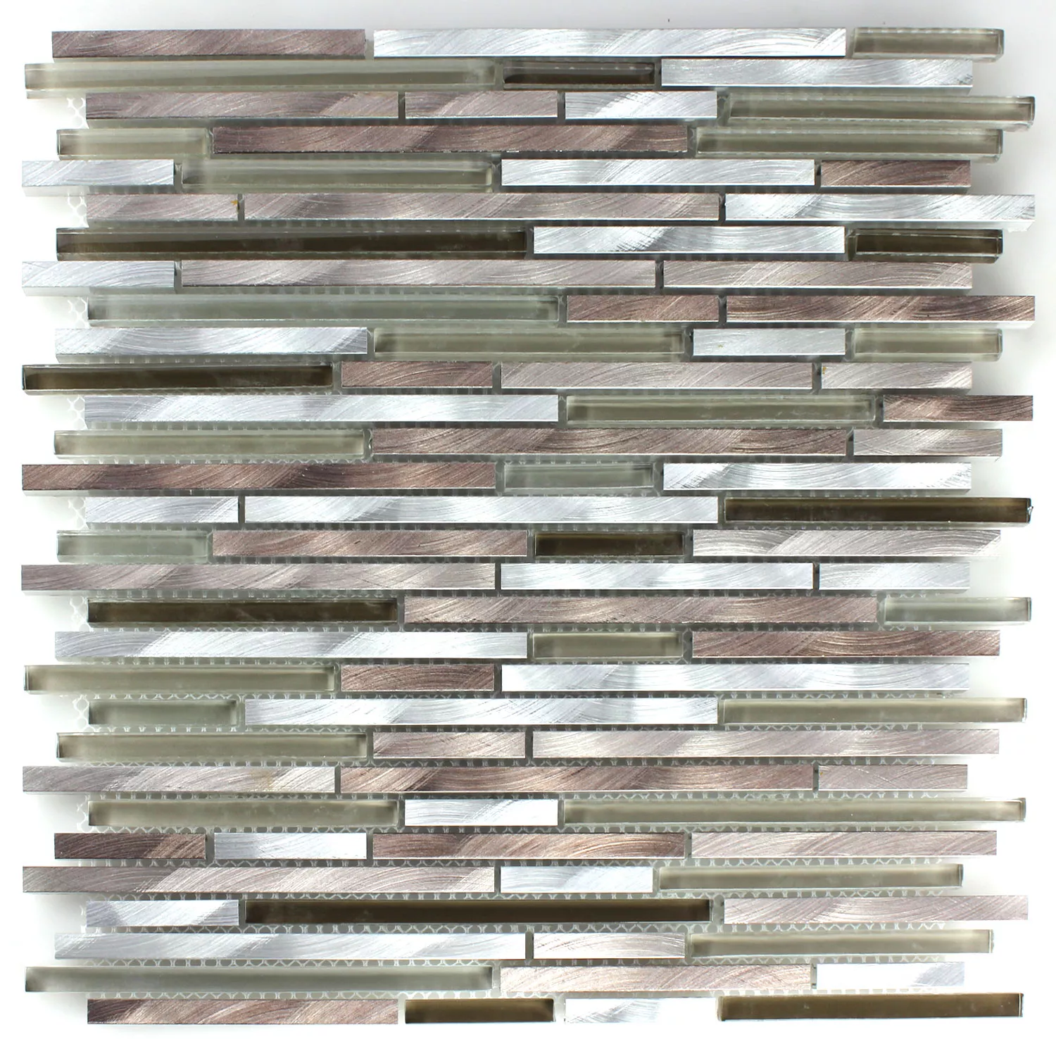 Mozaika Szkło Aluminium Metal Brązowy Srebrny Mix