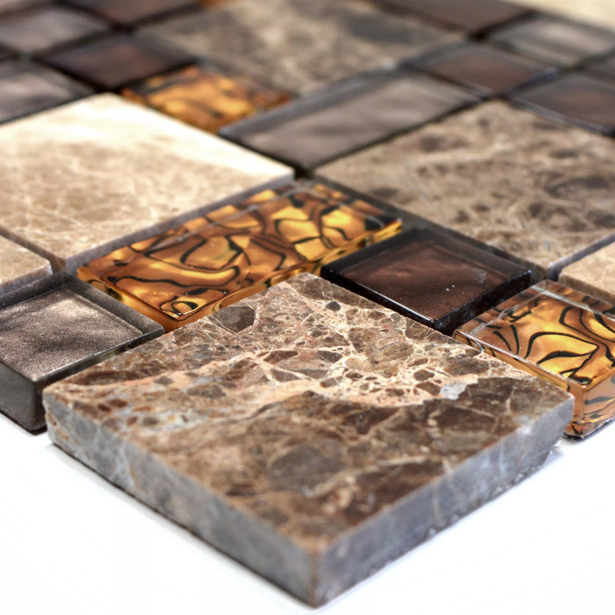 Mozaika Szklana Plytka Z Naturalnego Kamienia Lambada Brązowy Beżowy 3 Mix