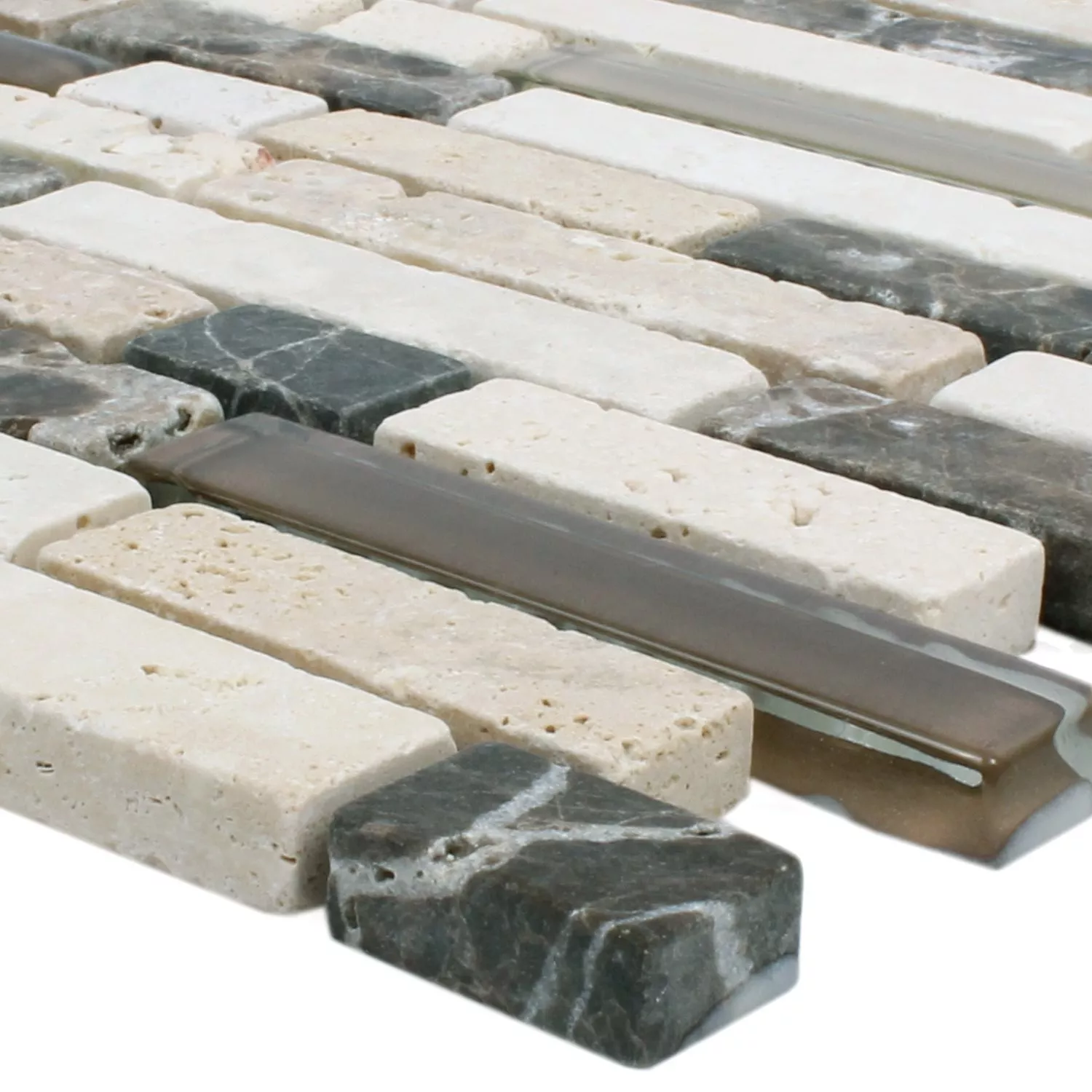 Mozaika Milos Szkło Kamień Naturalny Mix Brązowy Beżowy Pattern