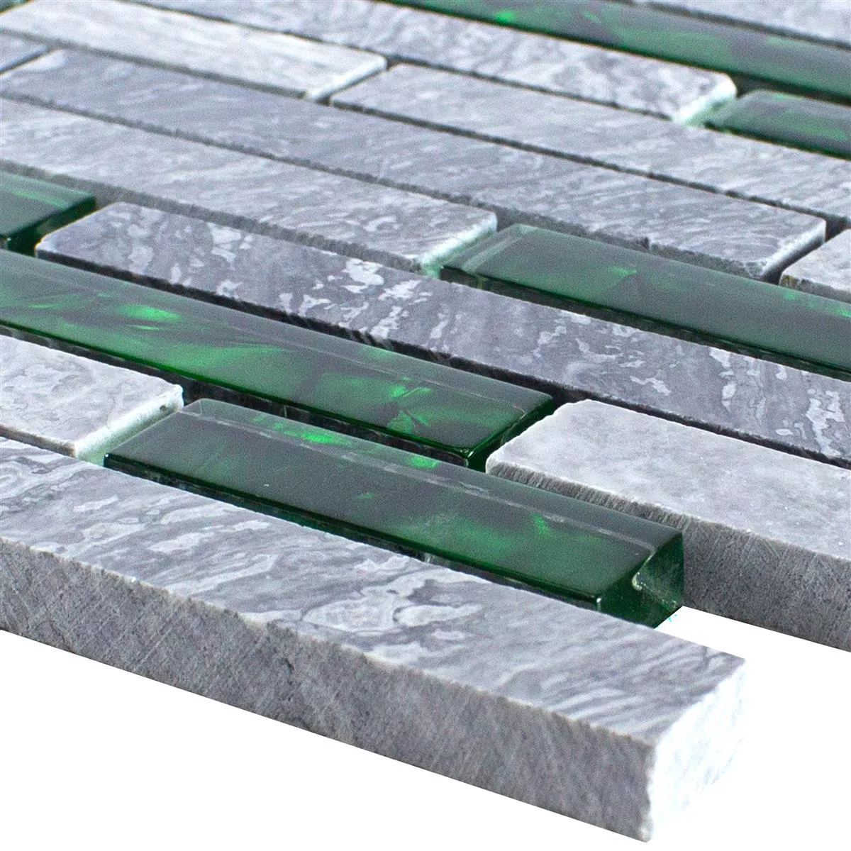 Szklana Mozaika Z Kamienia Naturalnego Płytki Sinop Szary Zielony Brick