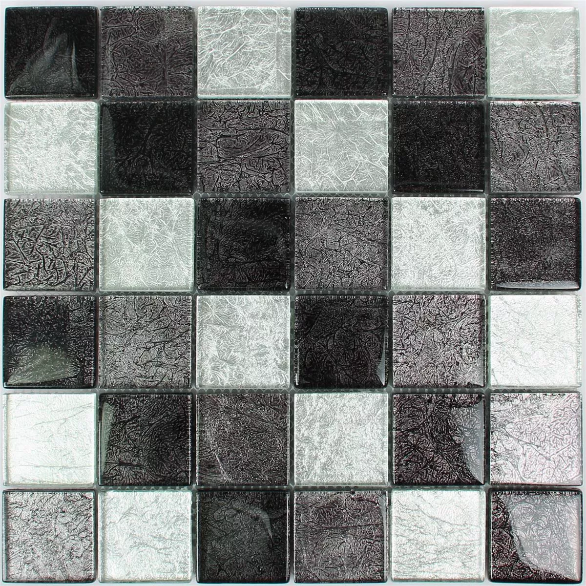 Mozaika Szklana Płytki Curlew Czarny Srebrny 48
