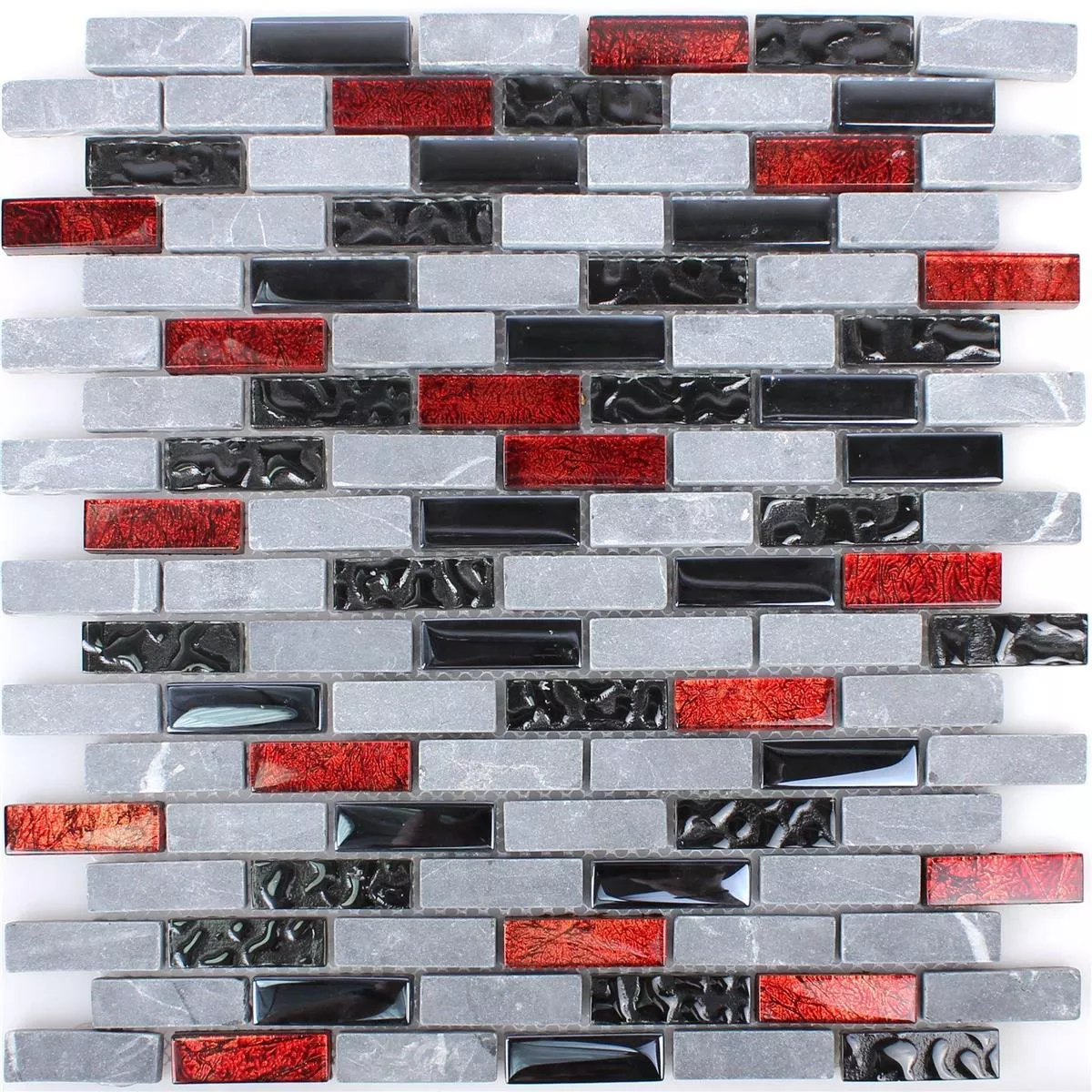 Próbka Mozaika Szklana Plytka Z Naturalnego Kamienia Marley Czarny Czerwone Szary
