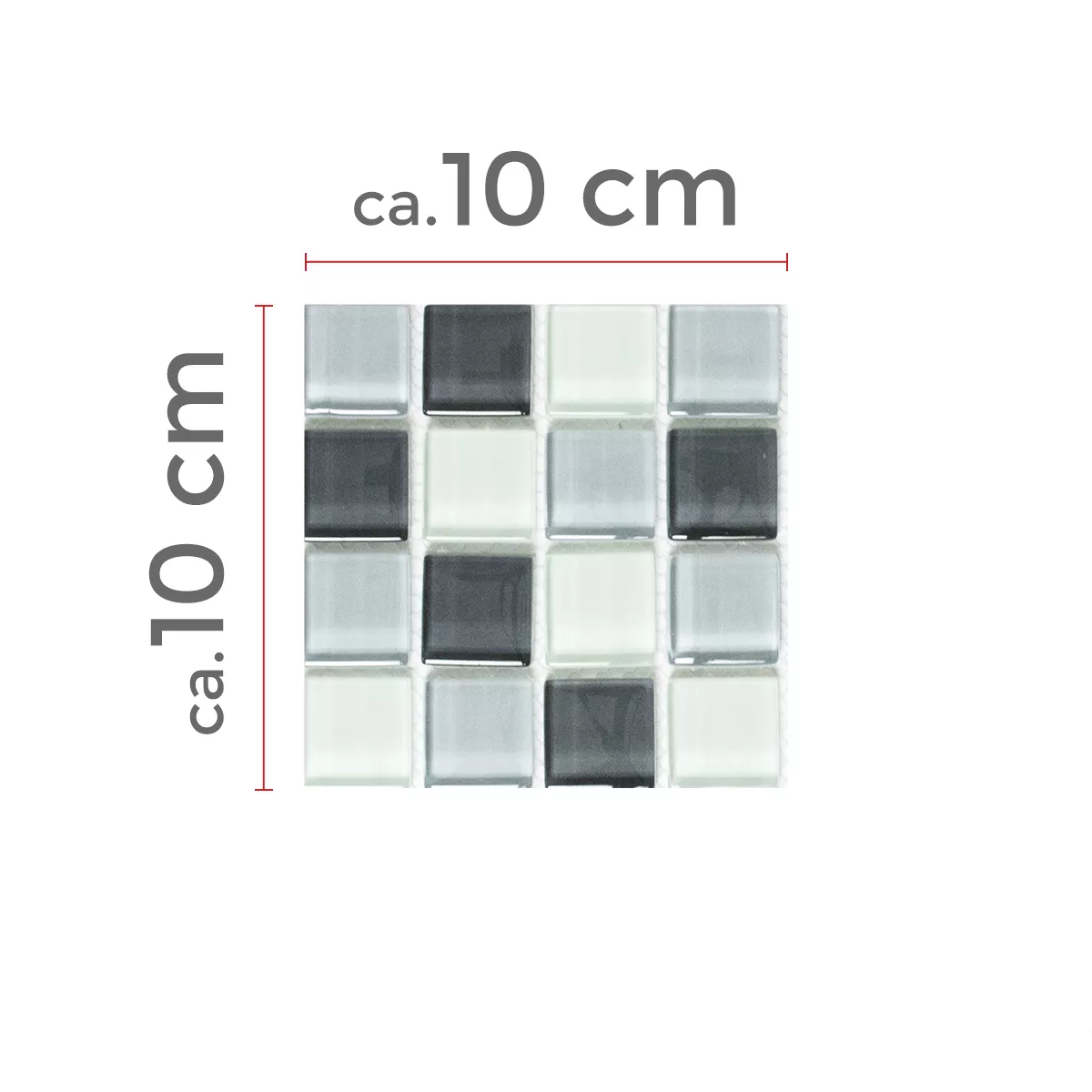 Próbka Mozaika Szklana Płytki Alpha Szary Biały Kwadrat 