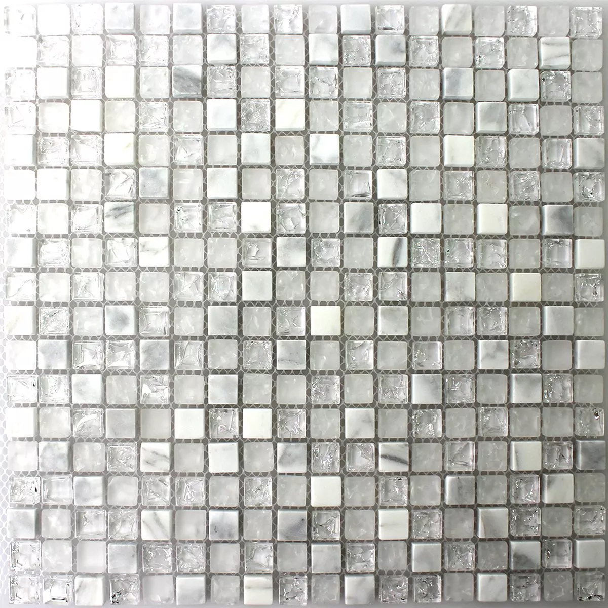 Mozaika Szkło Kamień Naturalny Złamane Biały Efekt