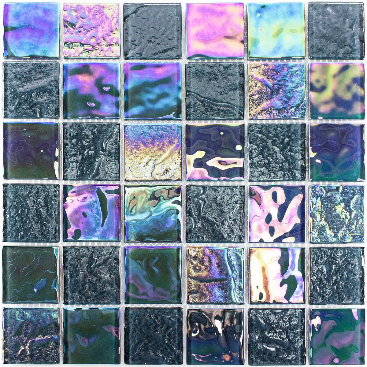 Mozaiki Szklana Płytki Masa Perłowa Efekt Darwin Czarny