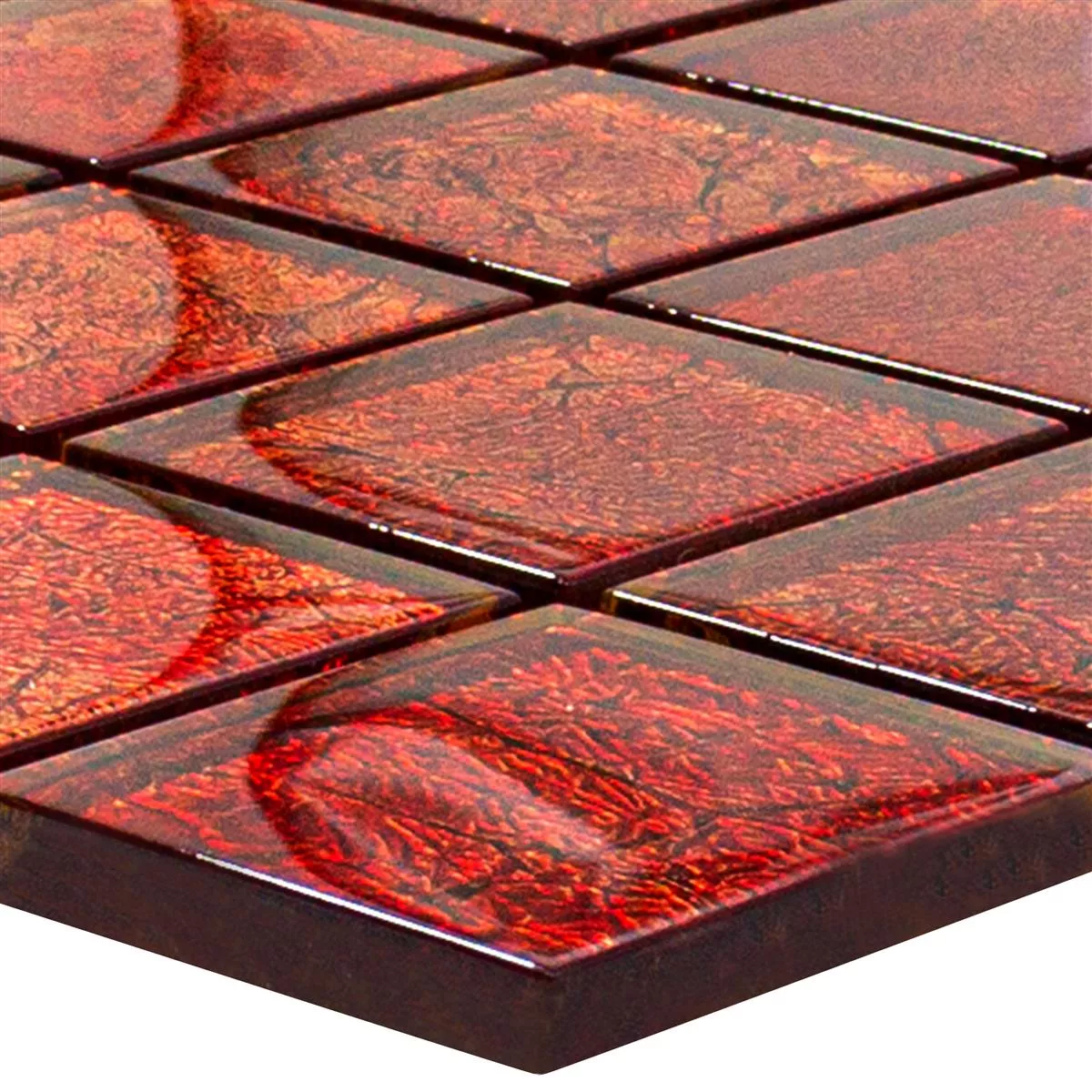 Mozaiki Szklana Płytki Seraphina Czerwone Kwadrat 47