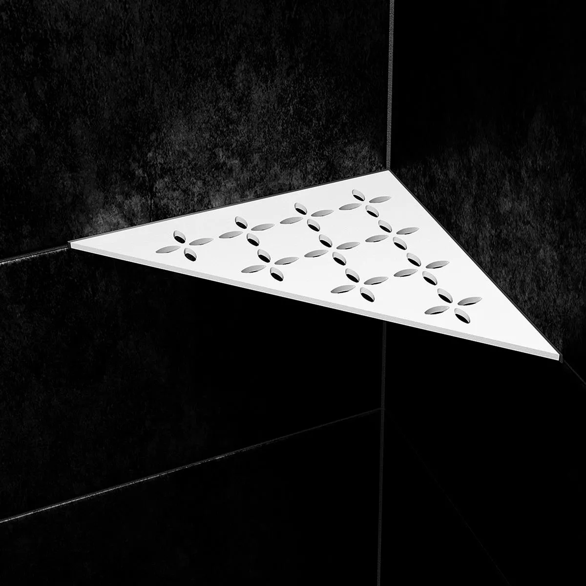 Półka ścienna półka prysznicowa Schlüter trójkąt 21x21cm kwiatowy biały