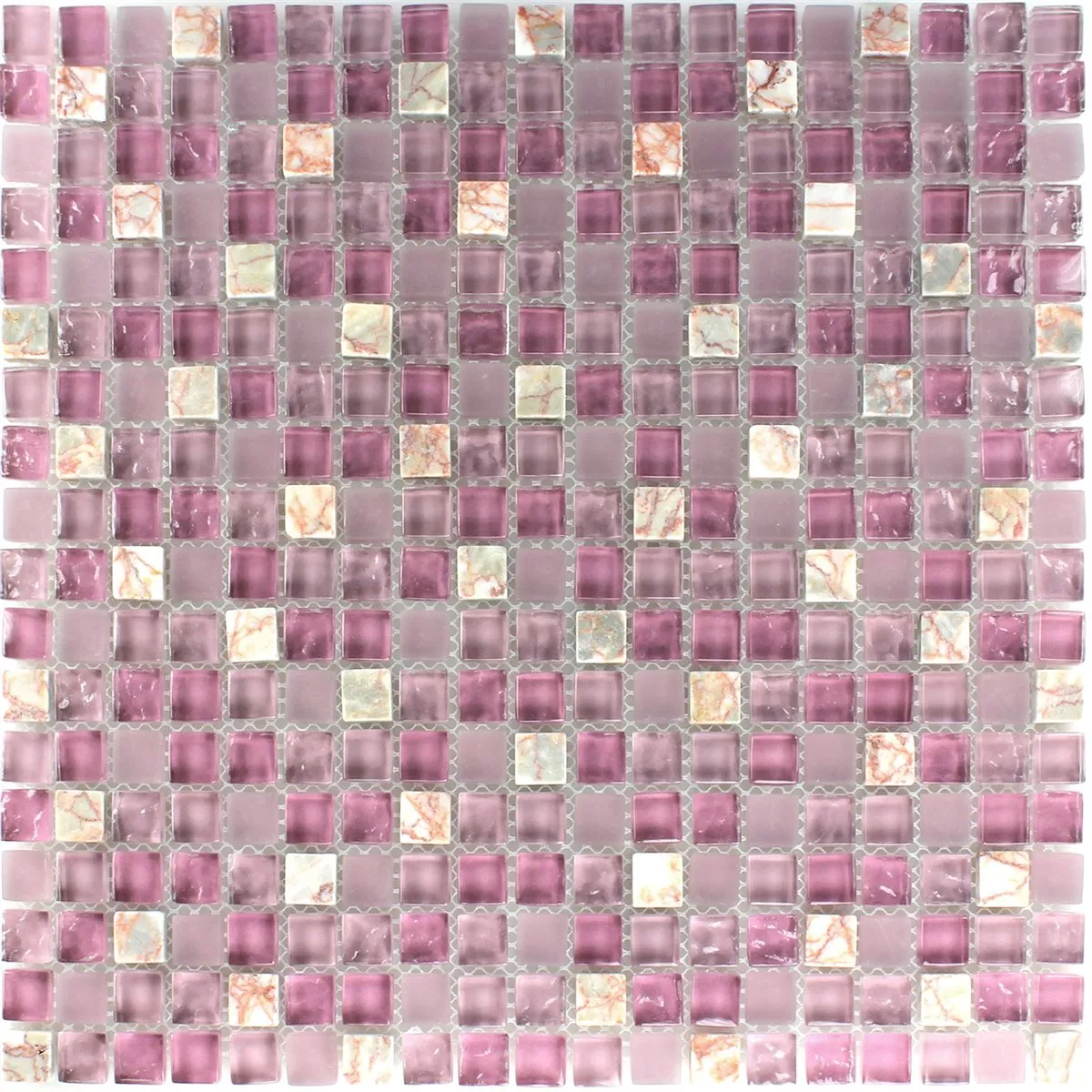 Mozaika Szkło Marmur Różowy Mix 15x15x8mm