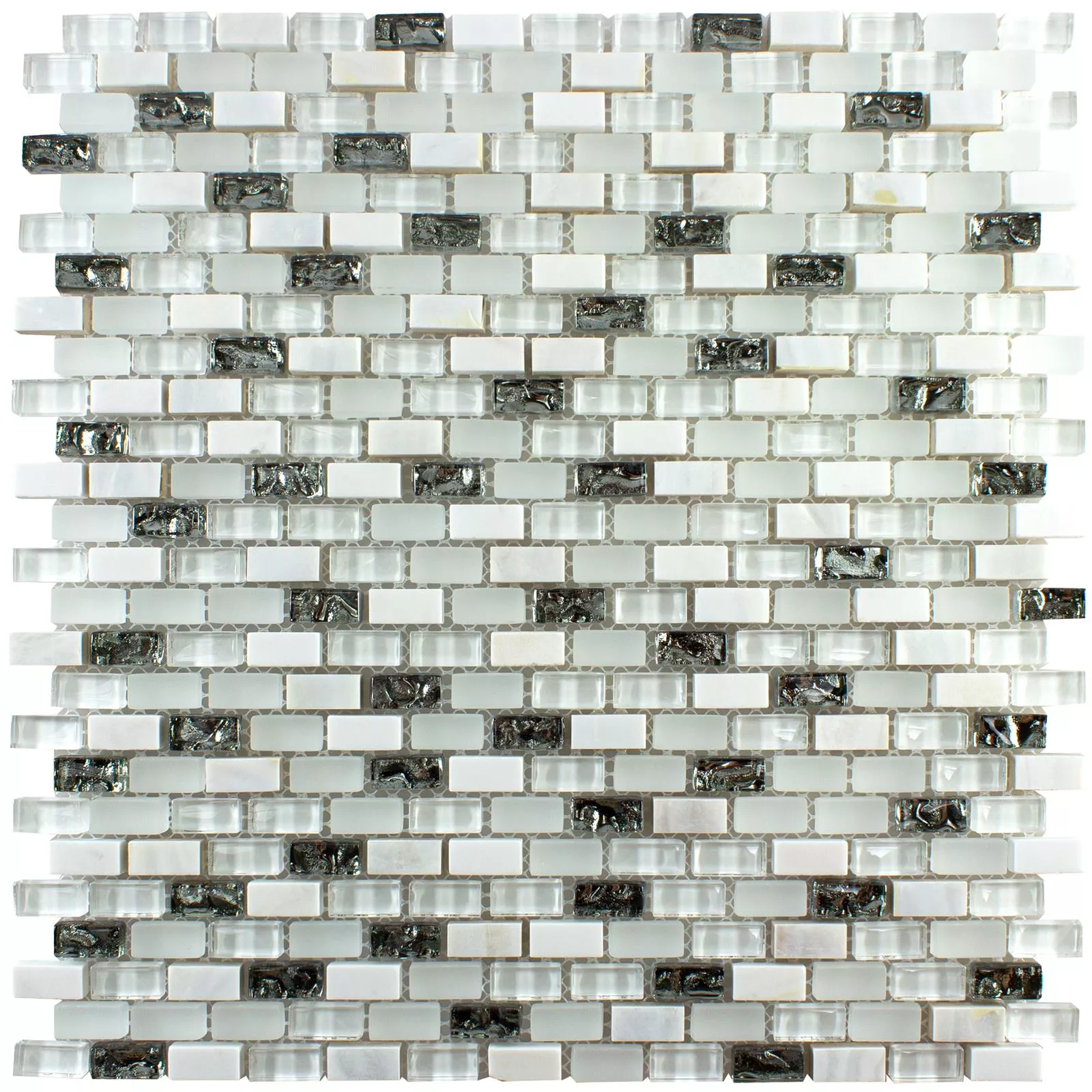 Próbka Szkło Kamień Naturalny Masa Perłowa Mozaika Admiral Biały Srebrny