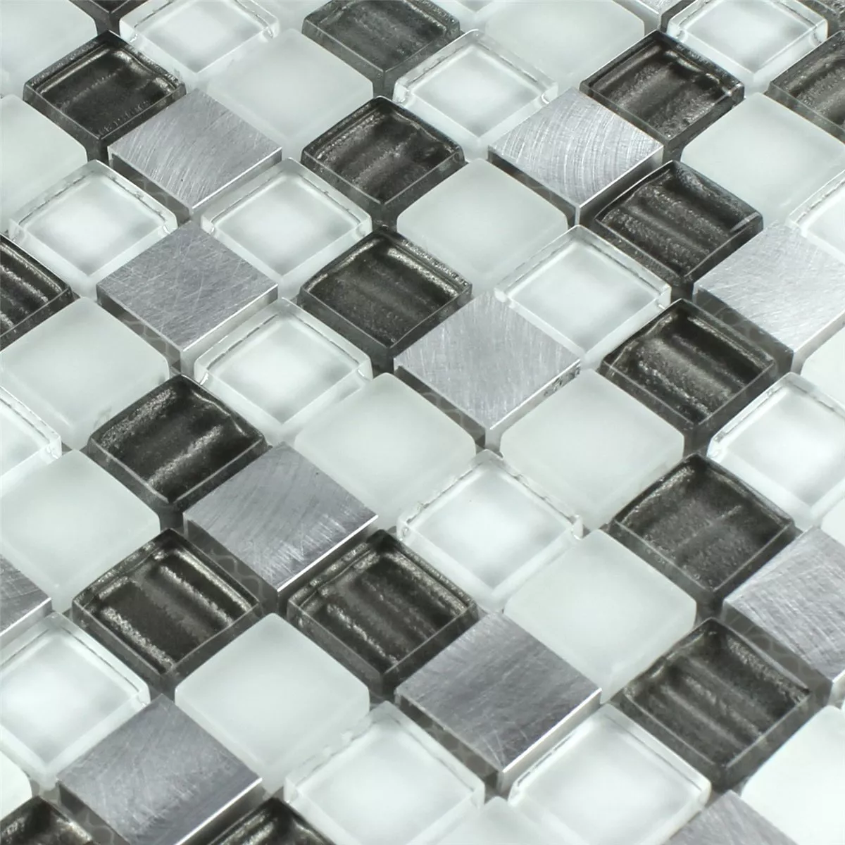 Mozaika Szkło Aluminium Srebrny Szary