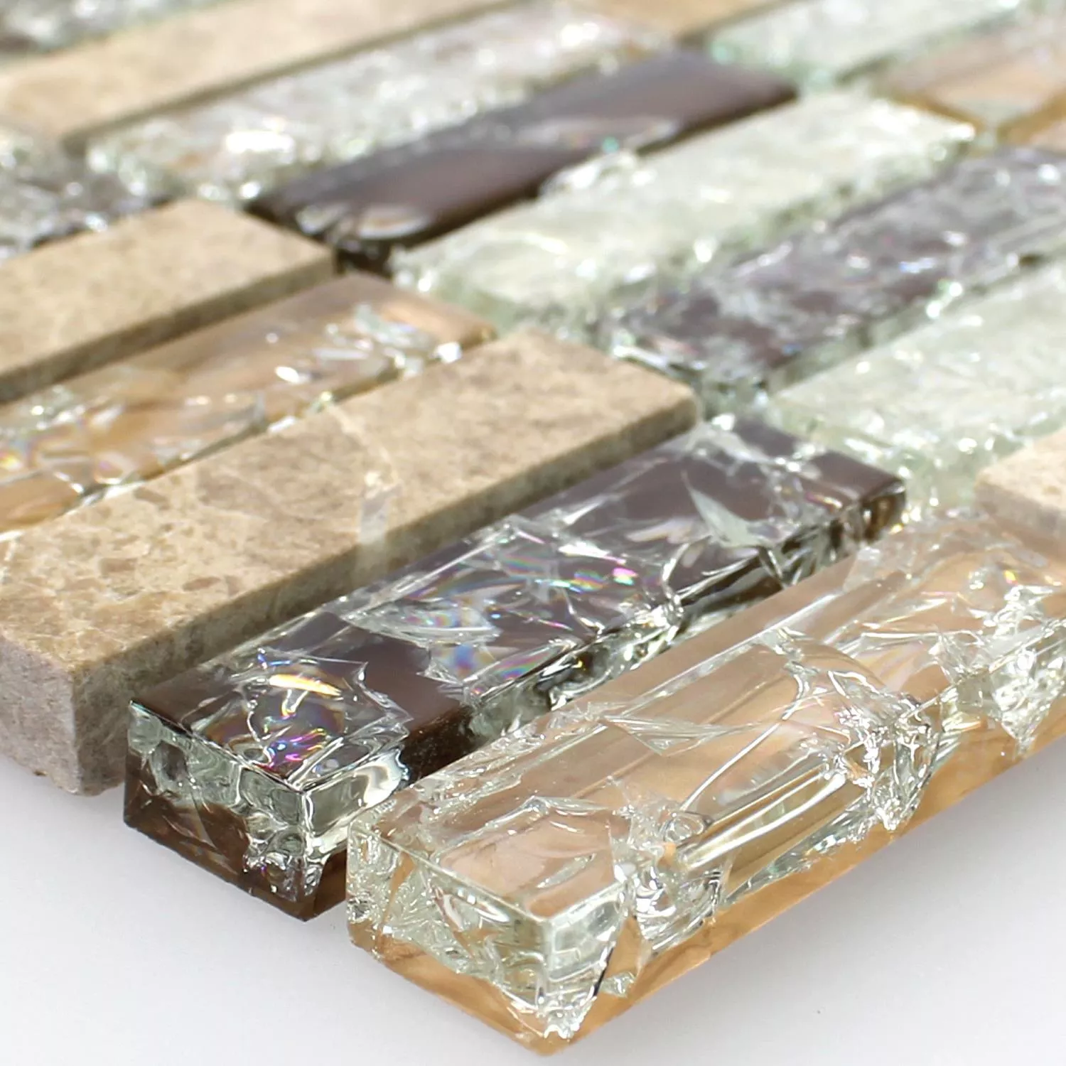 Próbka Mozaika Szklana Kamień Naturalny Złamane Szkło Pałeczki Emperador