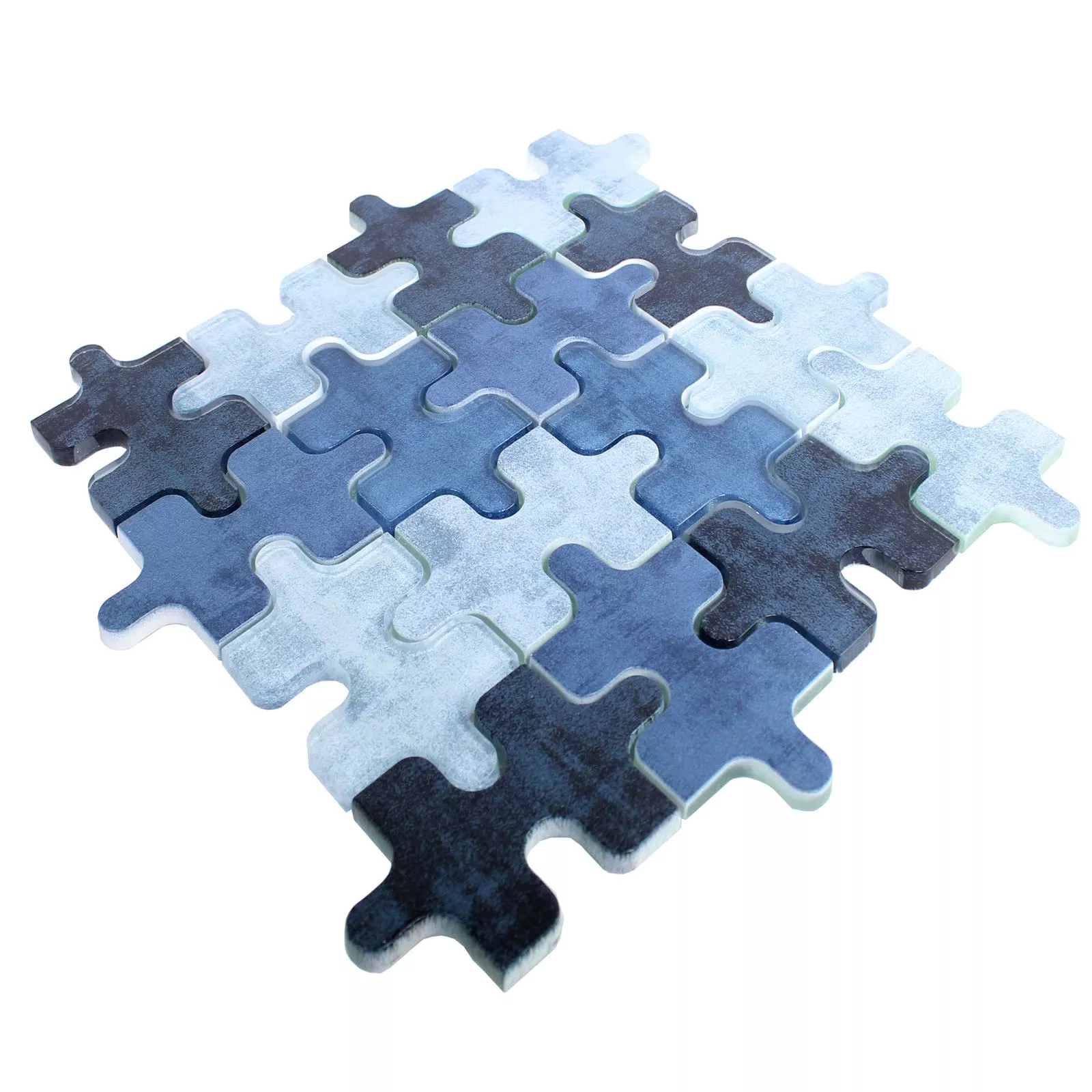 Mozaika Szklana Płytki Puzzle Niebieski