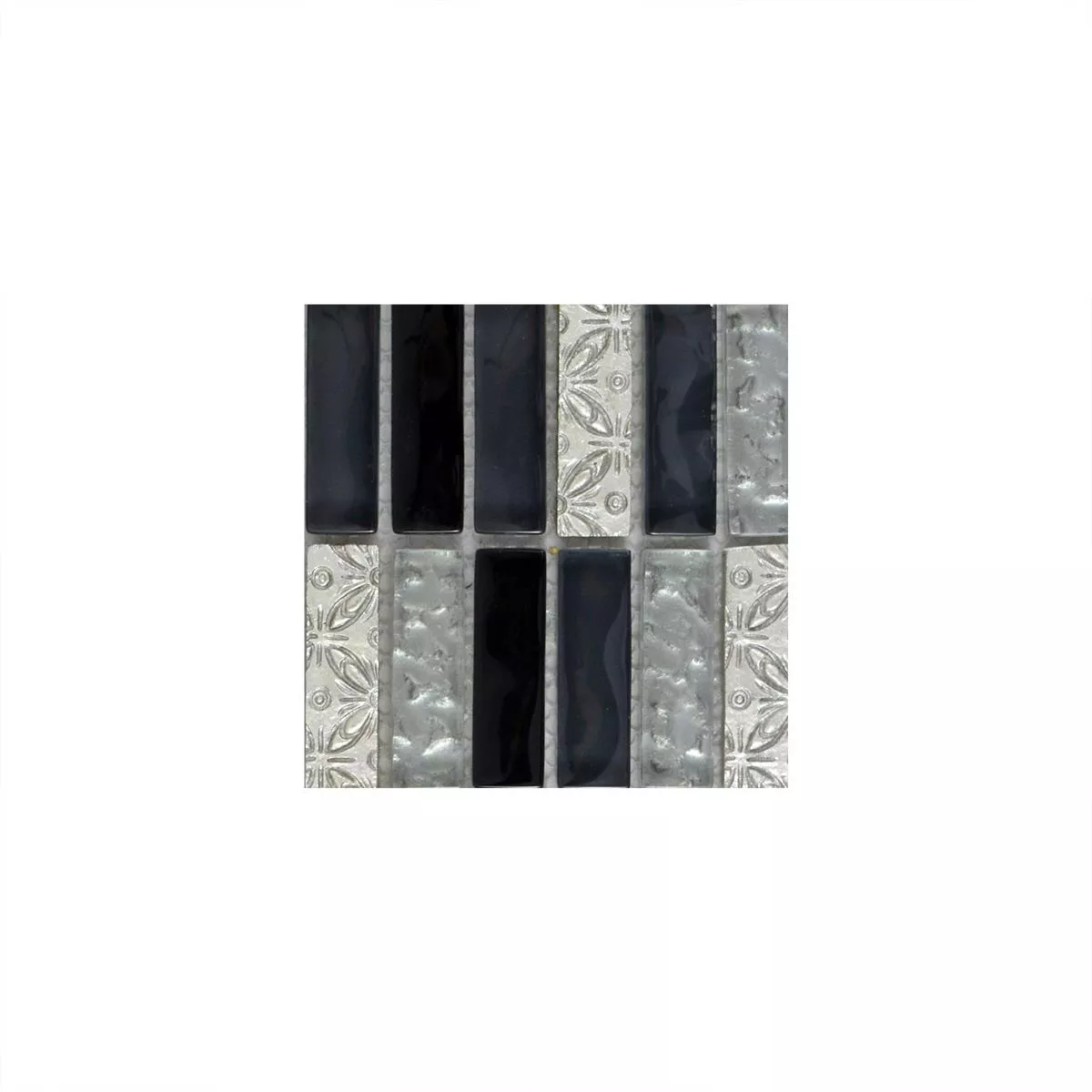 Próbka Mozaika Szklana Plytka Z Naturalnego Kamienia Conchita Czarny Srebrny