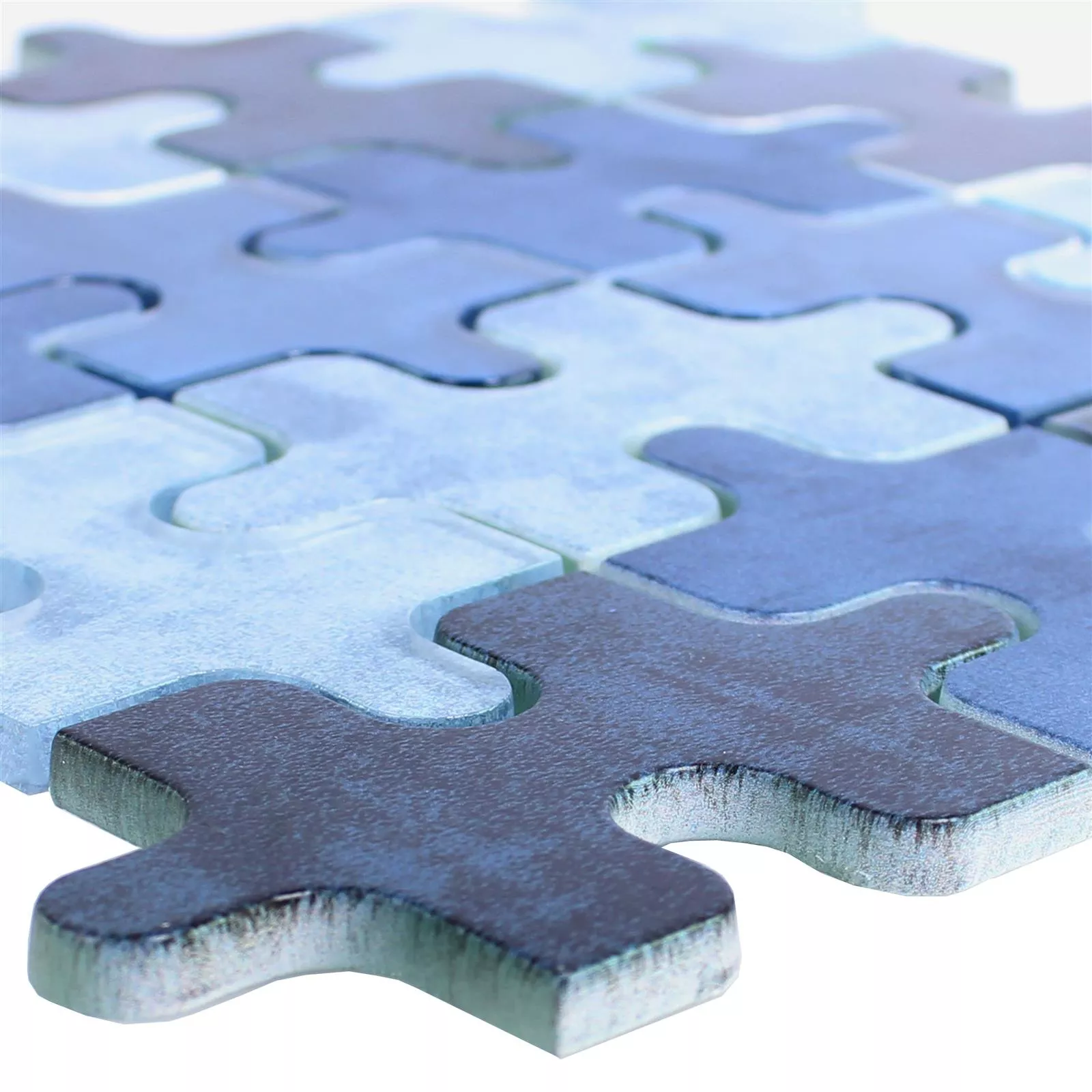 Mozaika Szklana Płytki Puzzle Niebieski