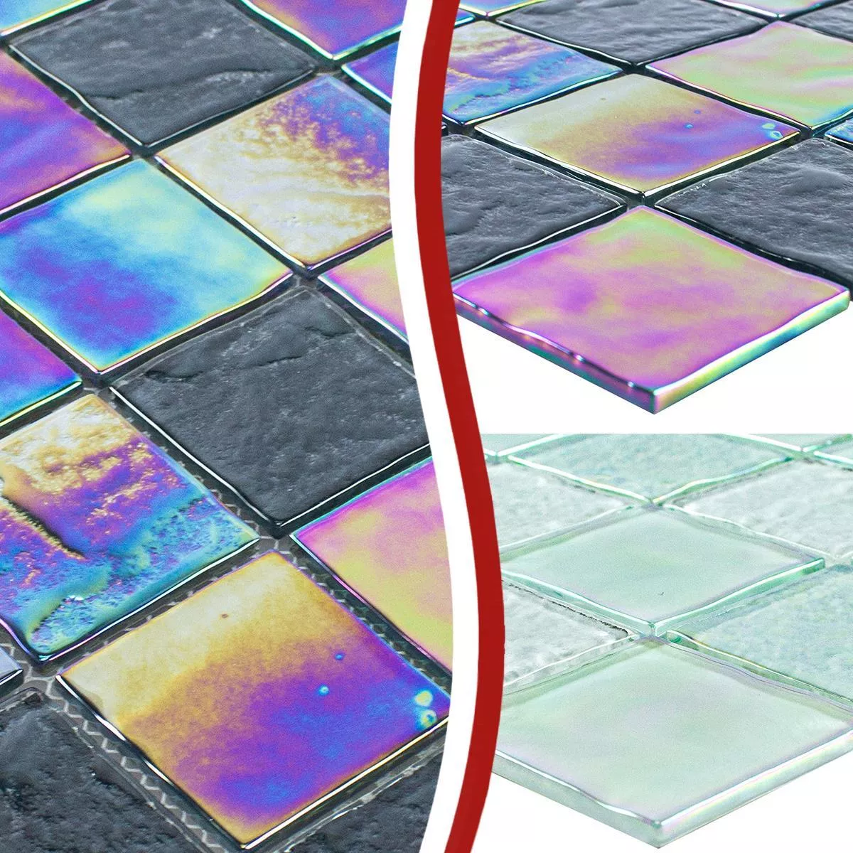 Próbka Mozaiki Szklana Płytki Masa Perłowa Efekt Darwin