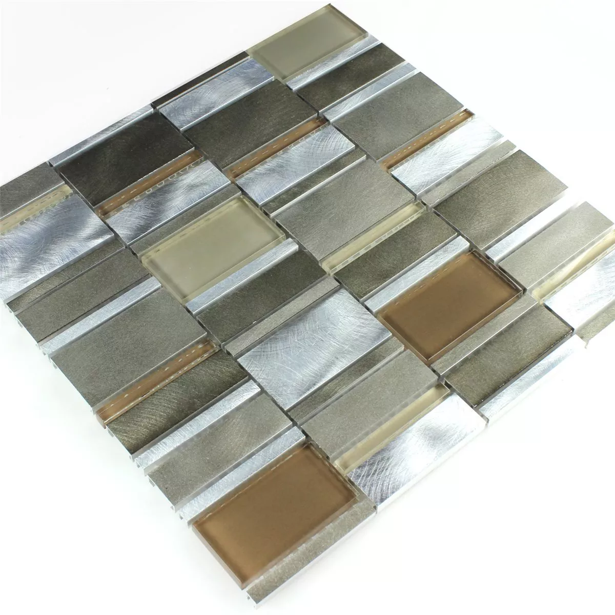 Mozaika Aluminium Szkło Brązowy Beżowy